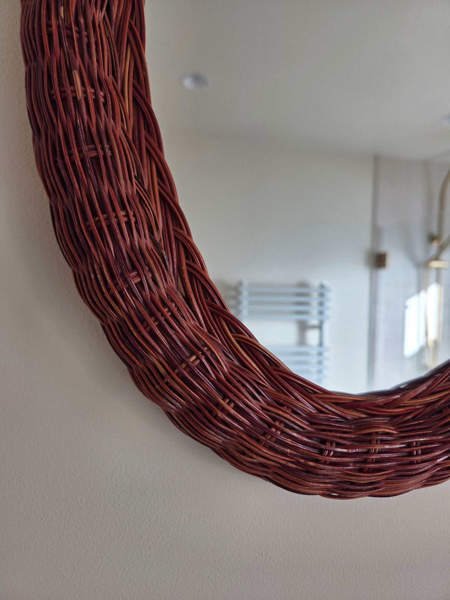 Vintage Oval Wicker Mirror