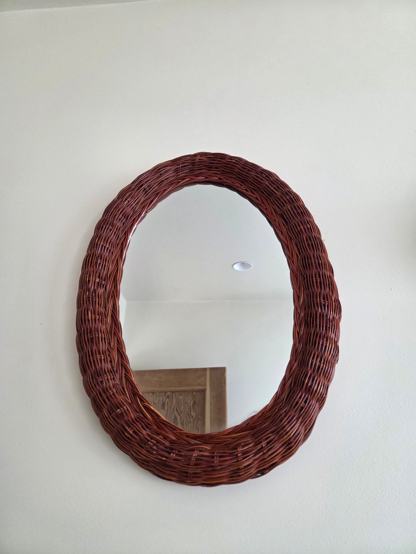 Vintage Oval Wicker Mirror