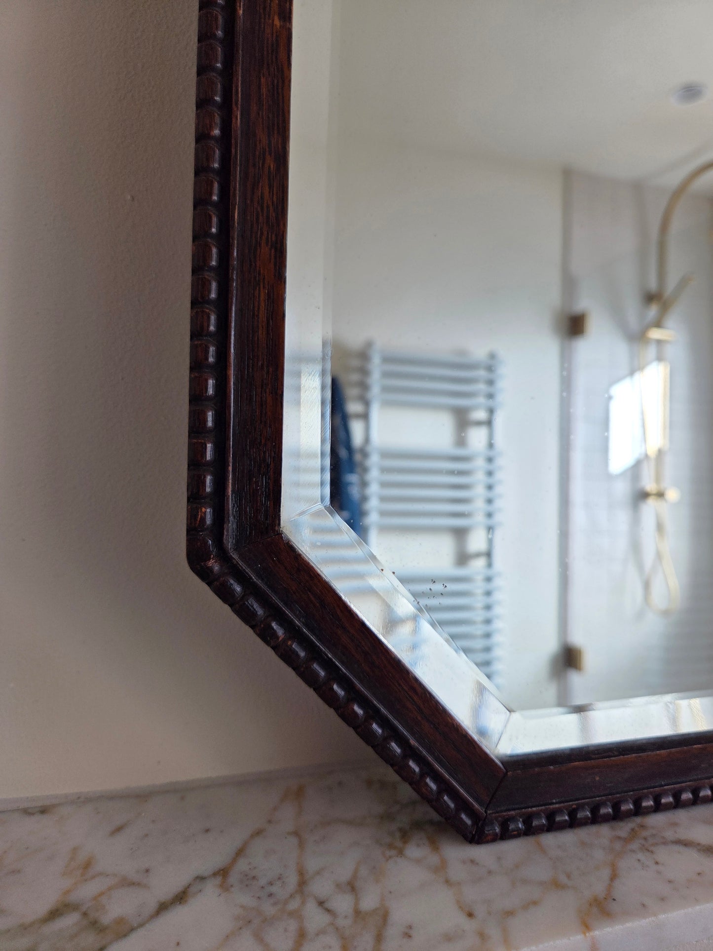 Vintage Oak Hexagonal Bobbin Mirror