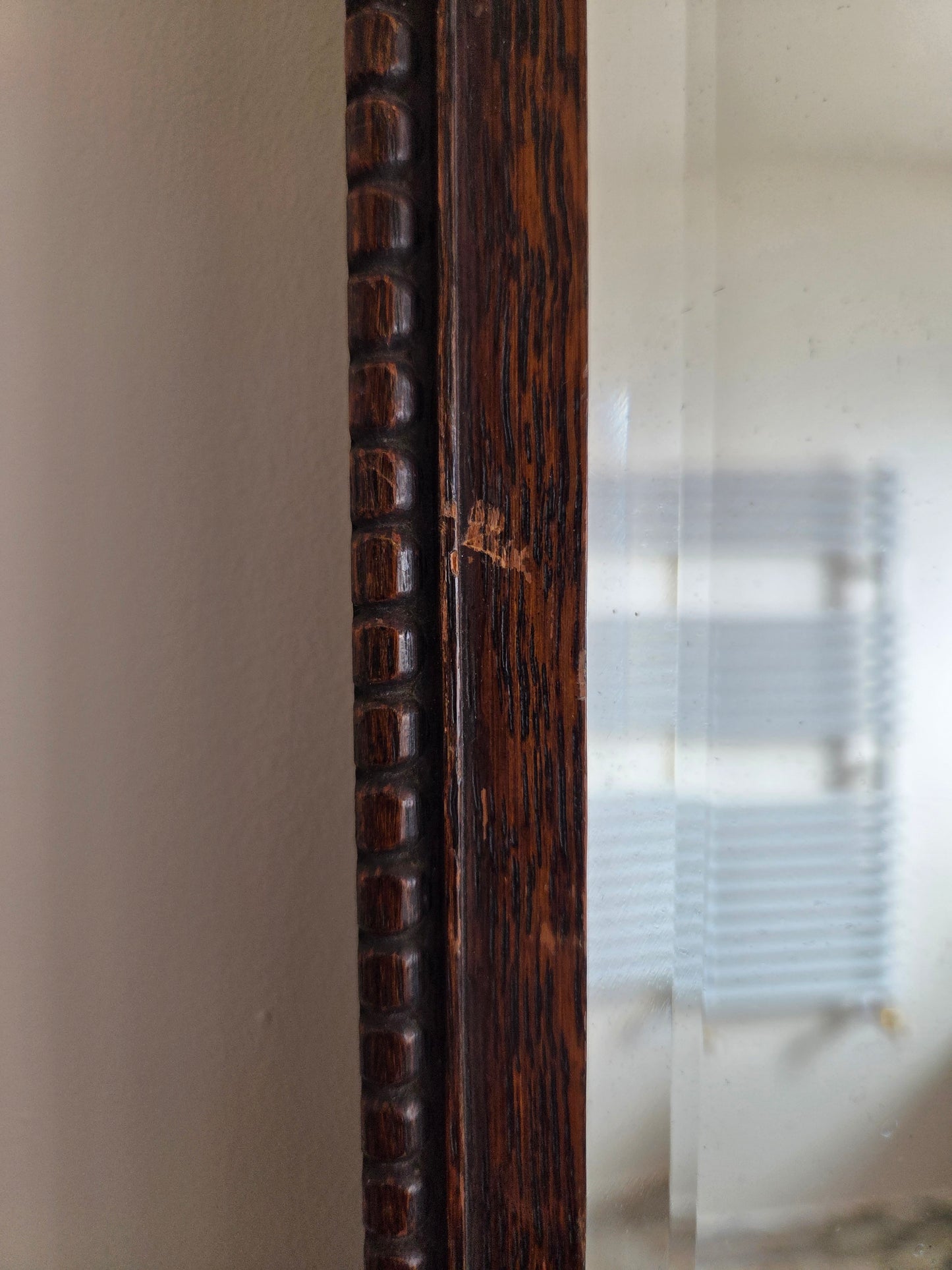 Vintage Oak Hexagonal Bobbin Mirror