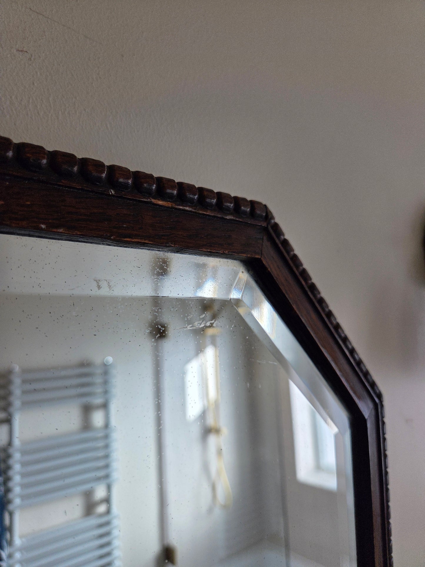 Vintage Oak Hexagonal Bobbin Mirror