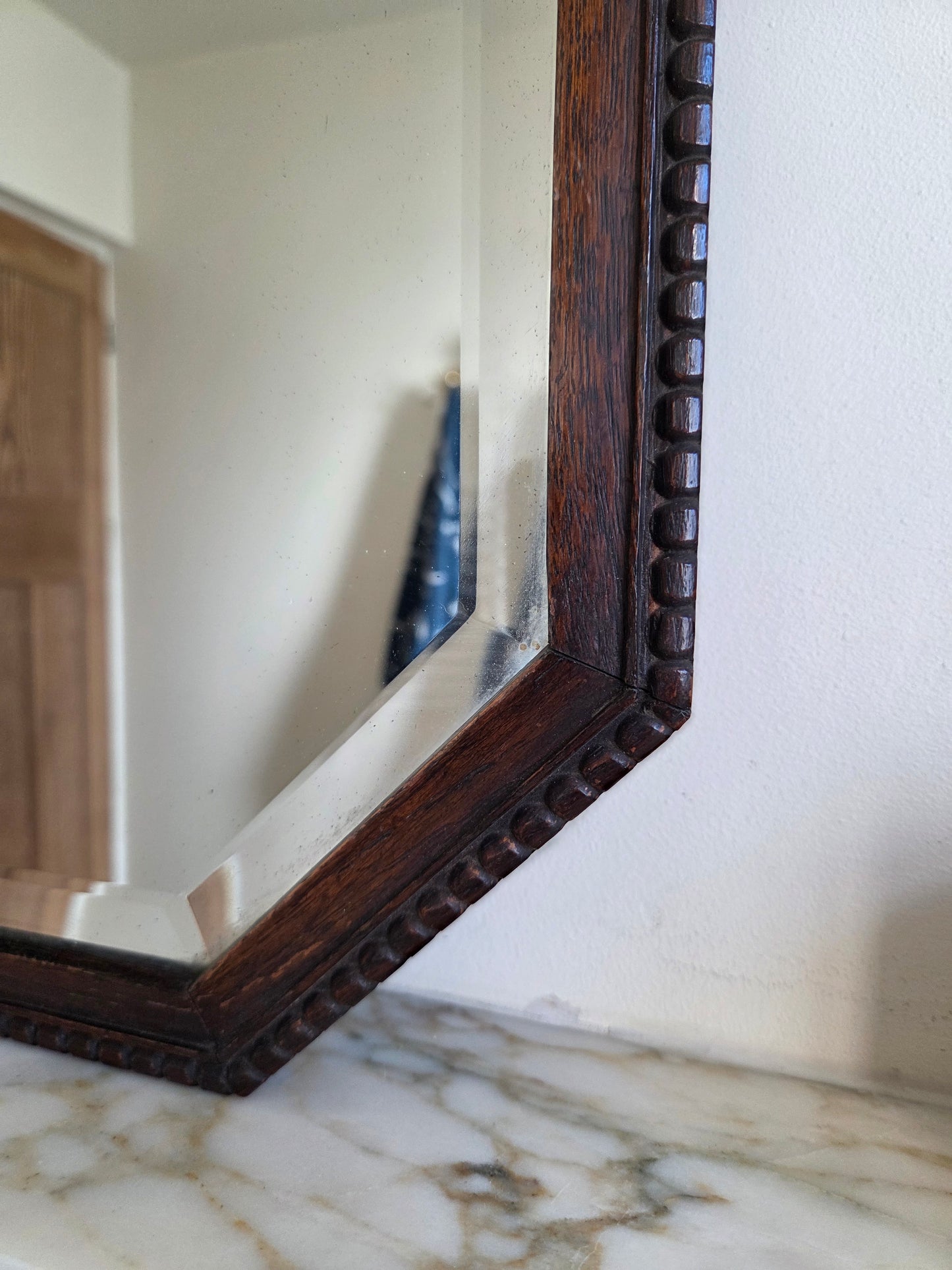 Vintage Oak Hexagonal Bobbin Mirror
