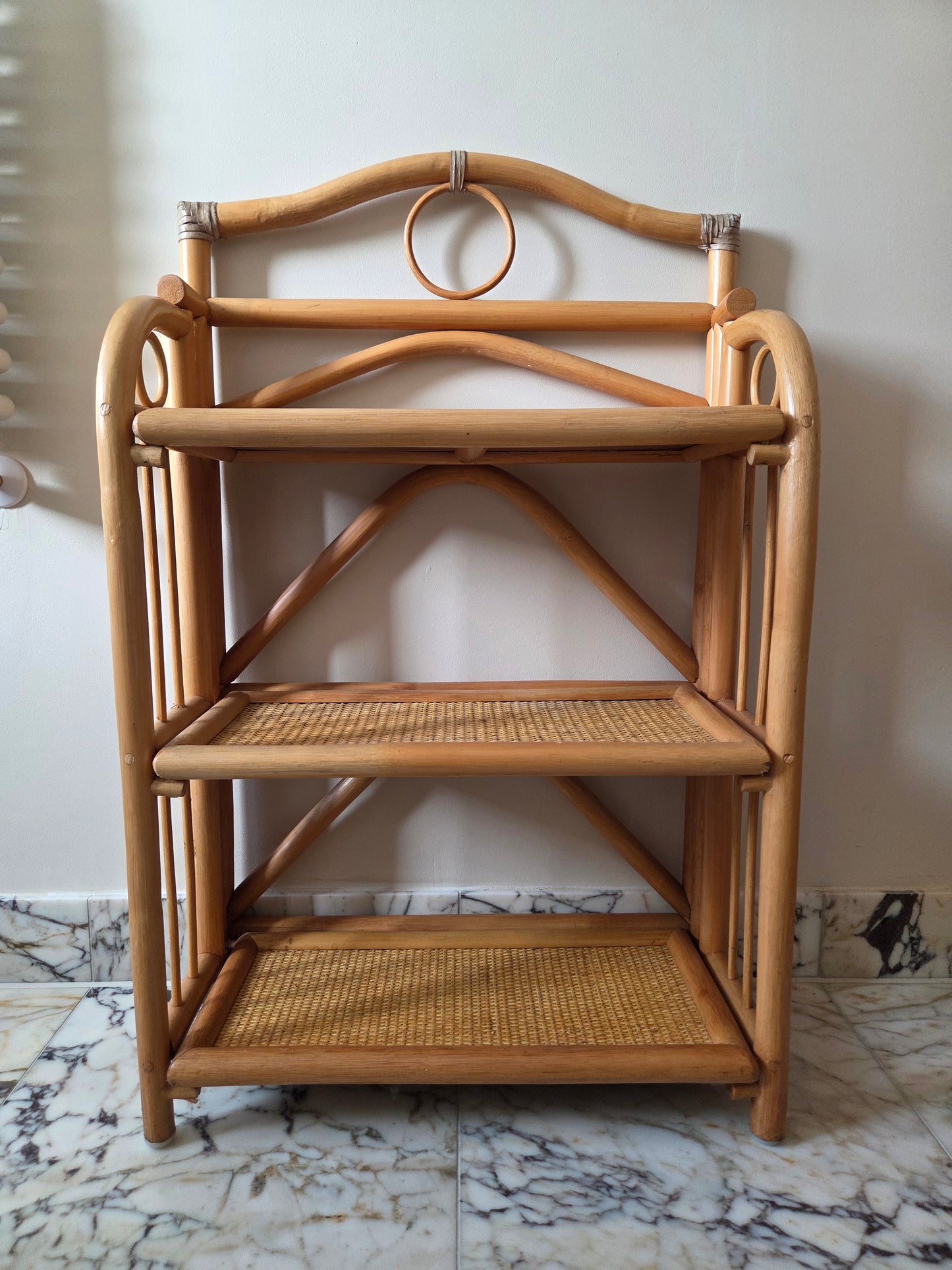 Vintage Folding Bamboo Shelves