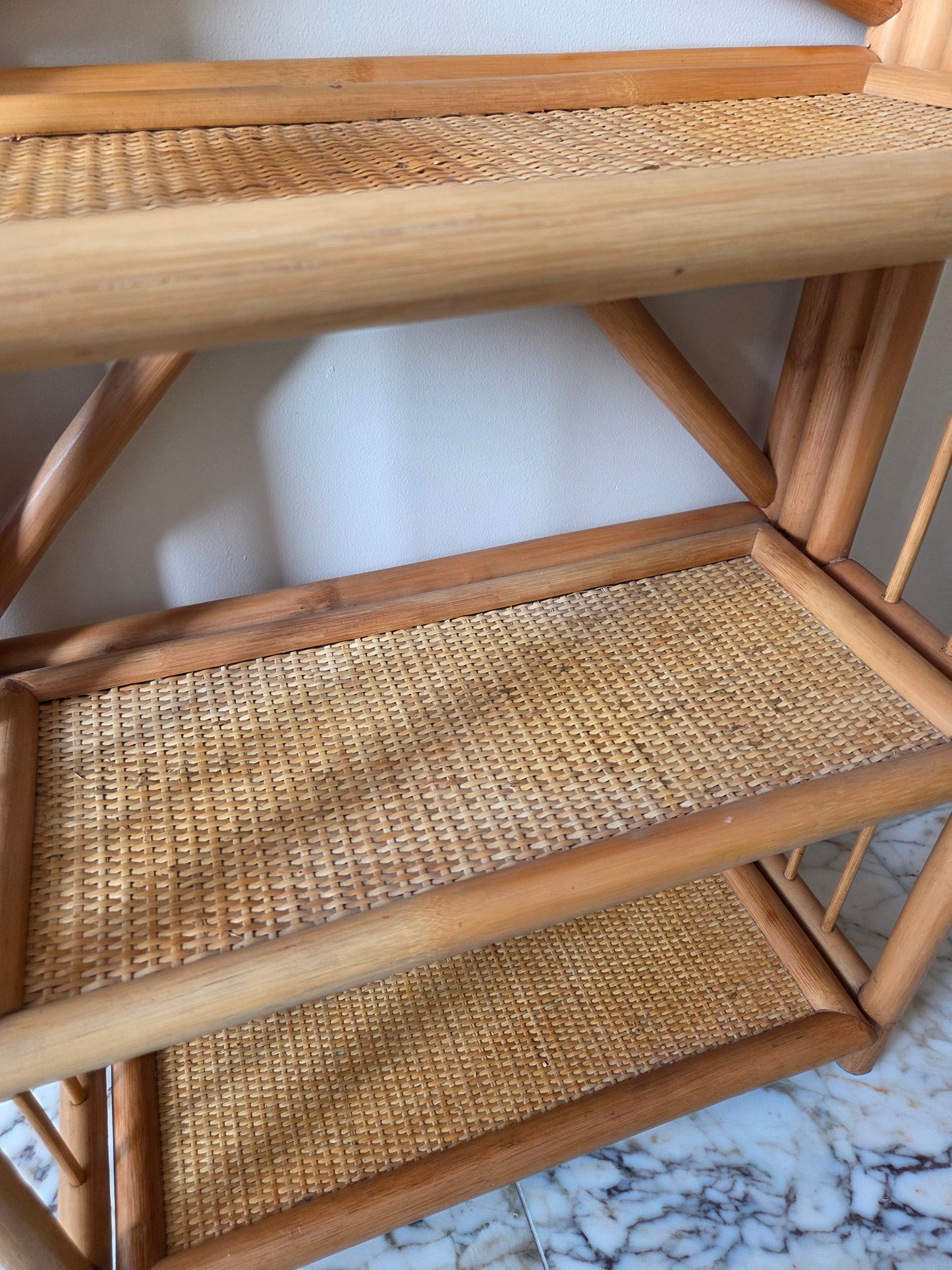 Vintage Folding Bamboo Shelves