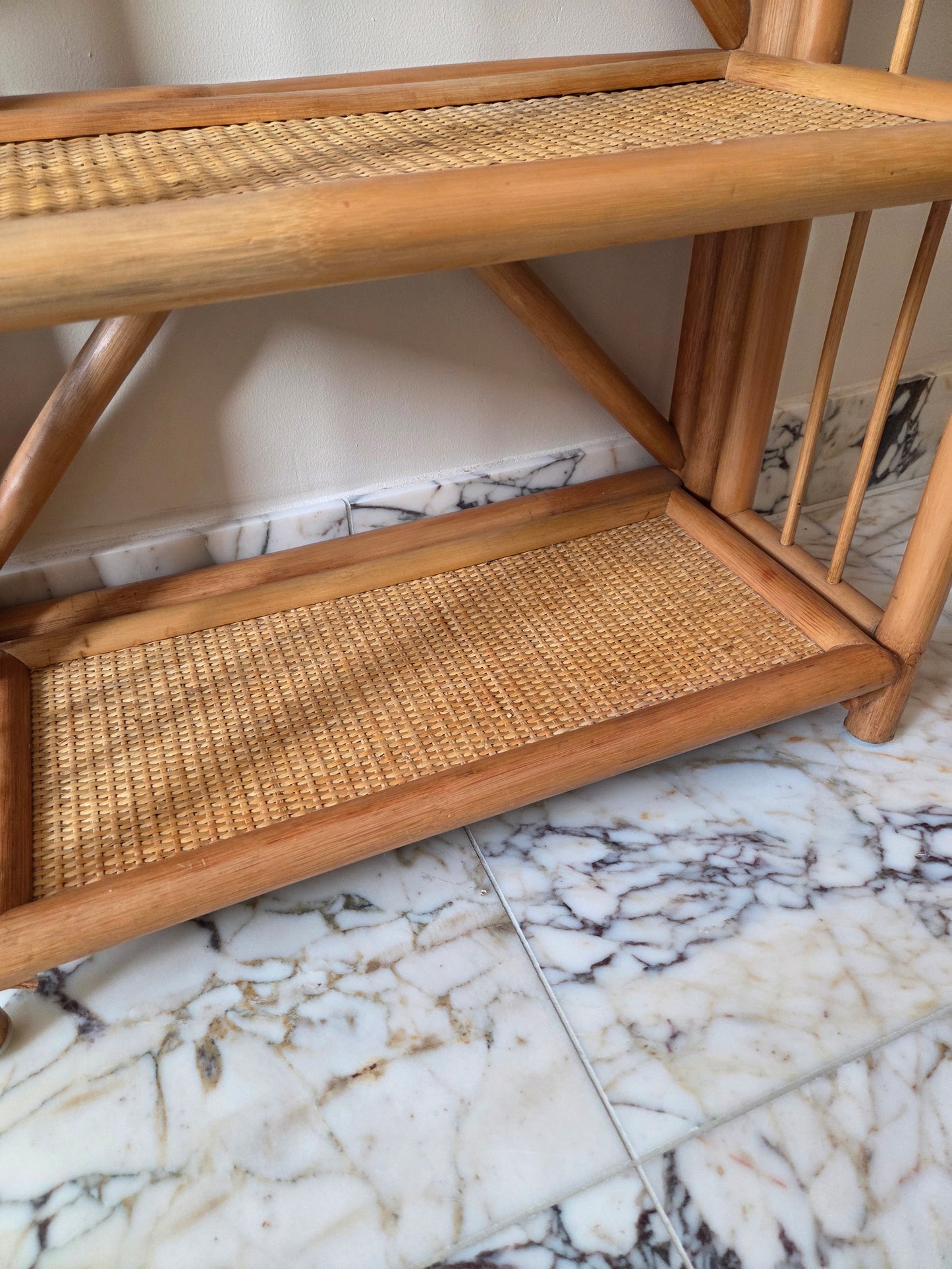 Vintage Folding Bamboo Shelves