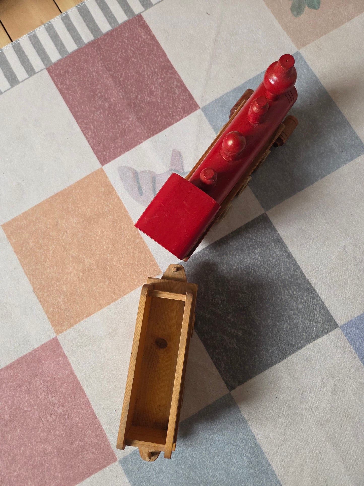 Large Vintage Wooden Train with Cart