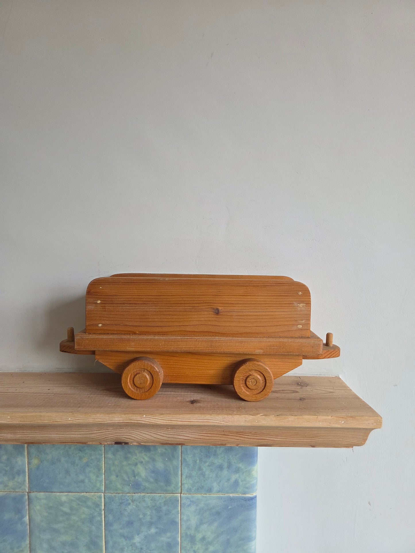 Large Vintage Wooden Train with Cart