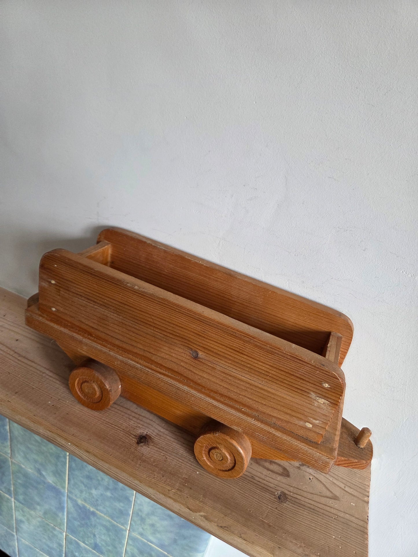 Large Vintage Wooden Train with Cart