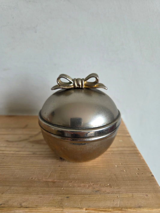 Silver Coloured Jar with Bow Detail