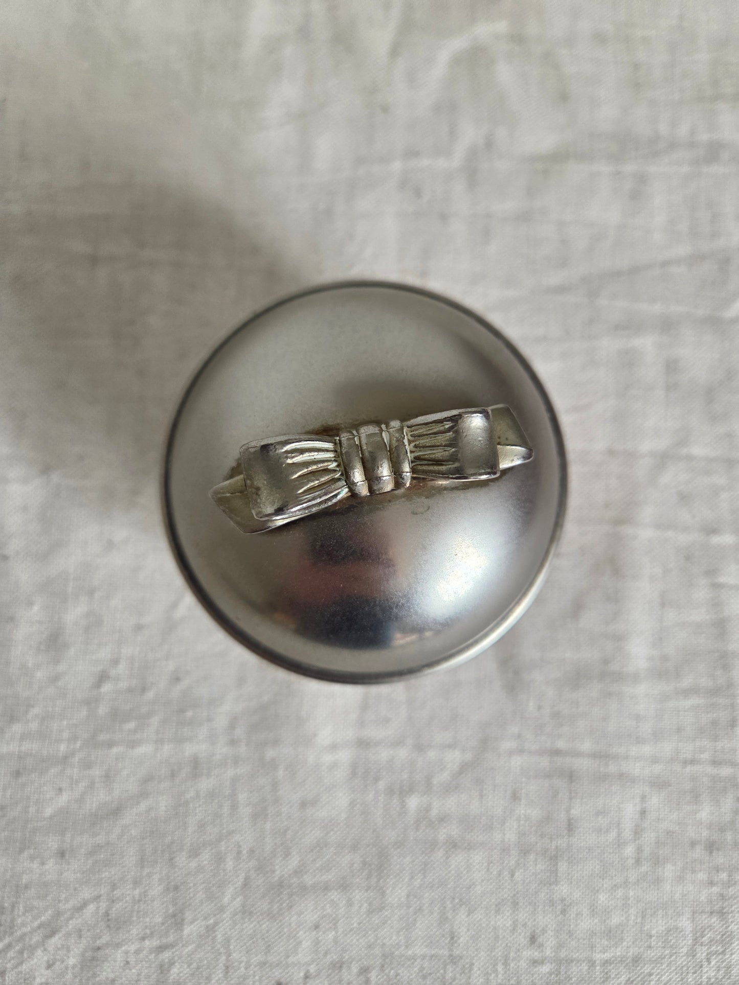 Silver Coloured Jar with Bow Detail