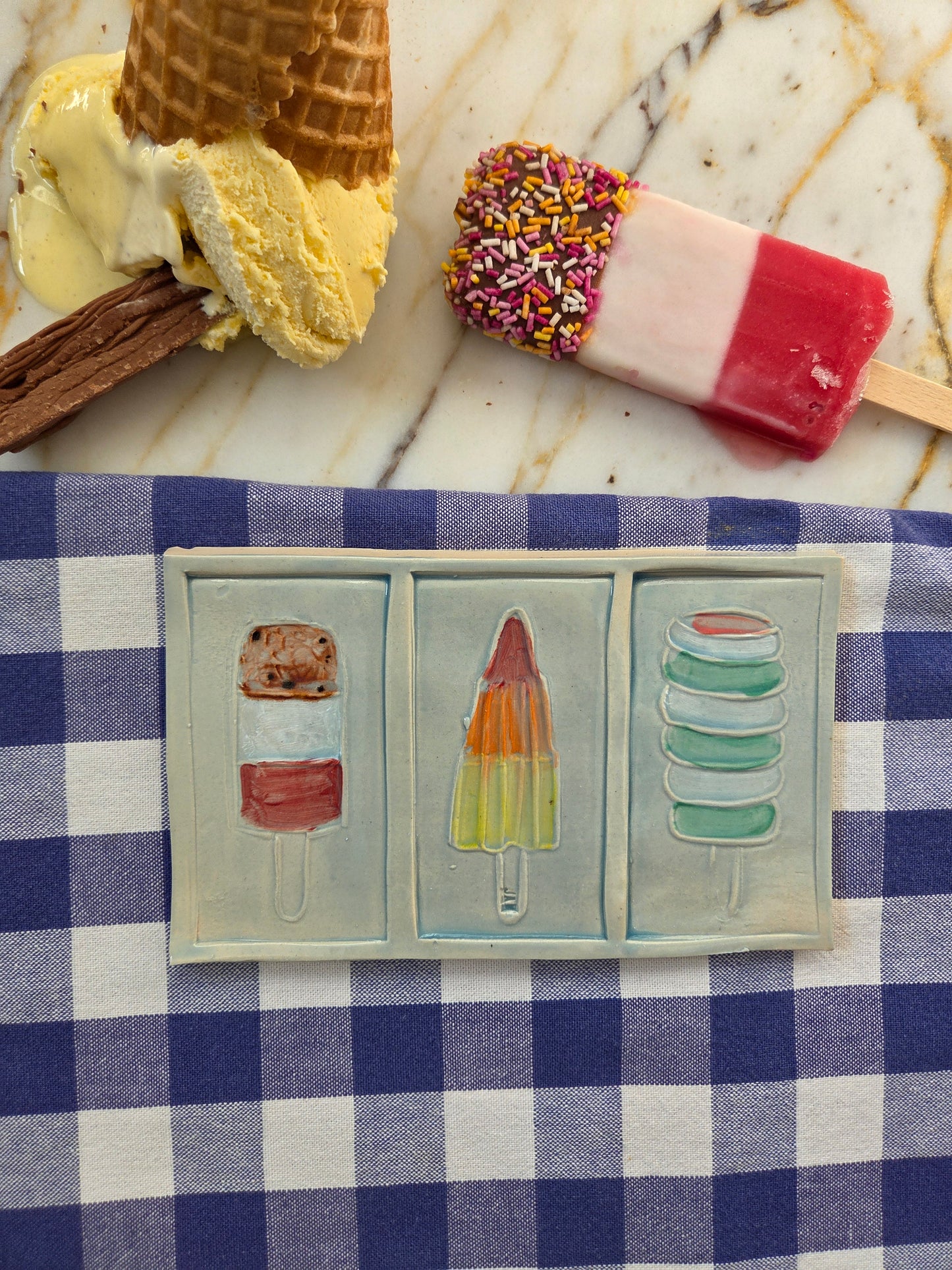Triptytch of Ices 05 by JAW Ceramics