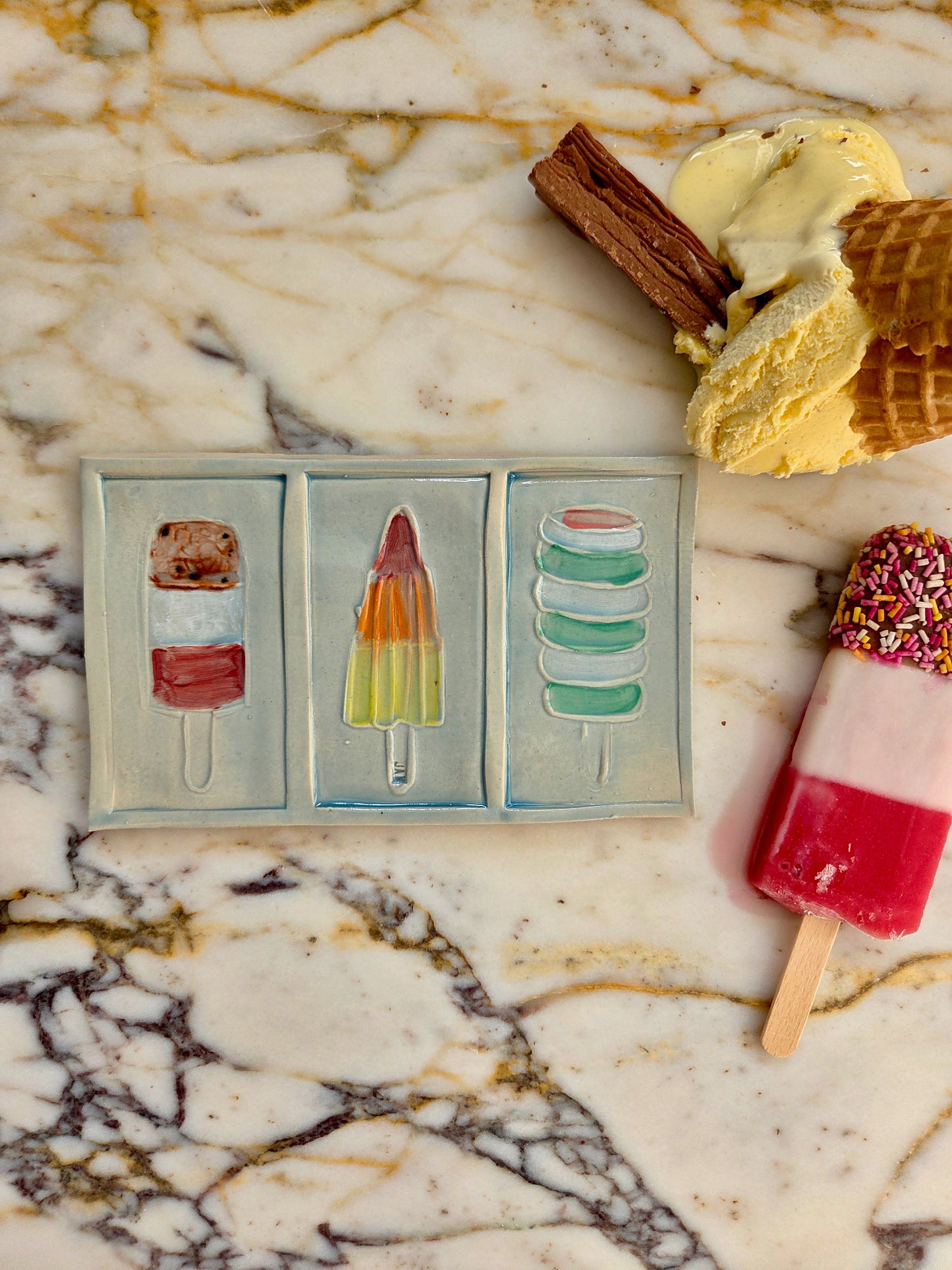 Triptytch of Ices 05 by JAW Ceramics