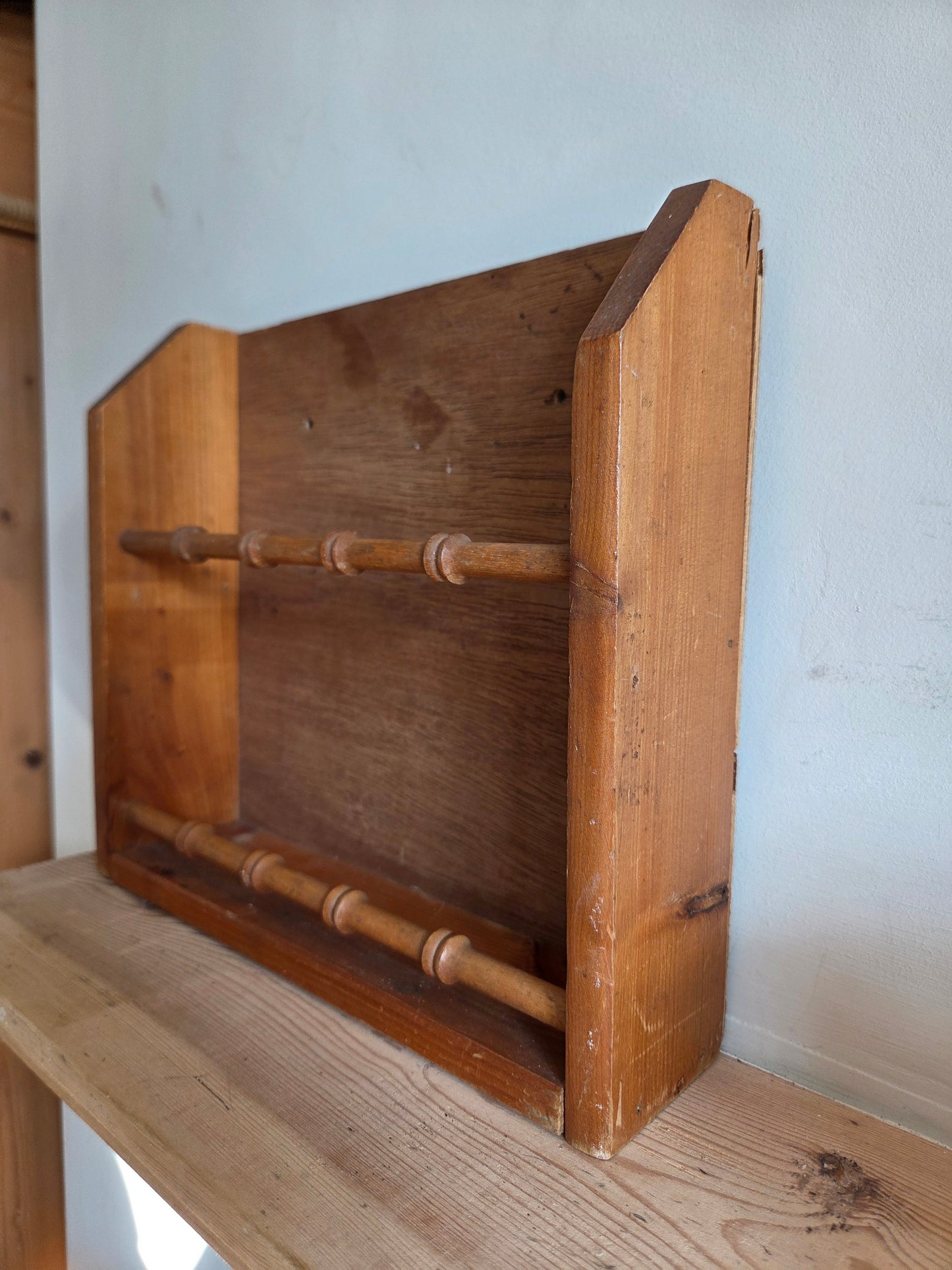 Vintage Wooden Letter Rack or Book Shelf