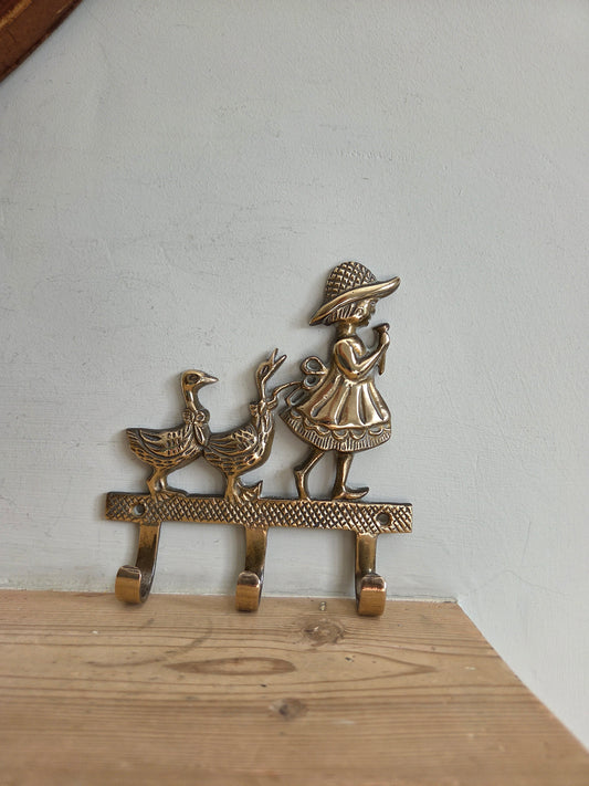 Brass Girl with Ducks Hook
