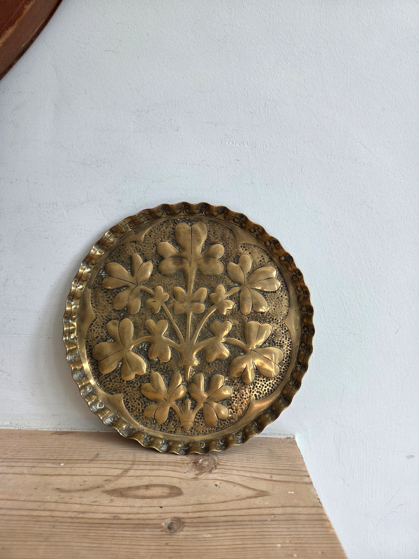 Vintage Brass Tray - Clover Motif