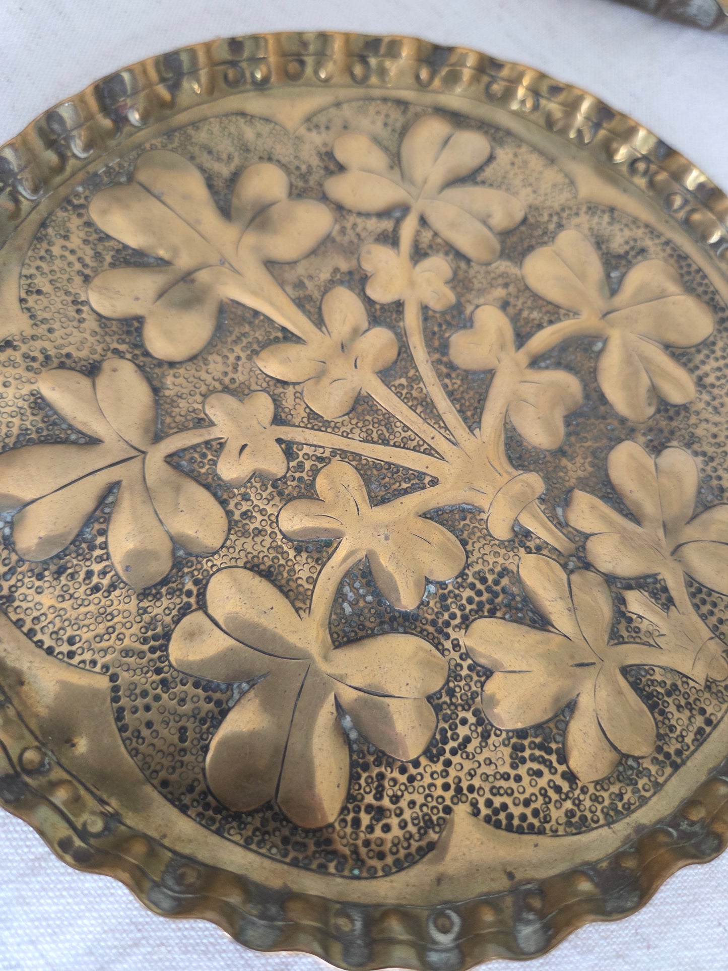 Vintage Brass Tray - Clover Motif