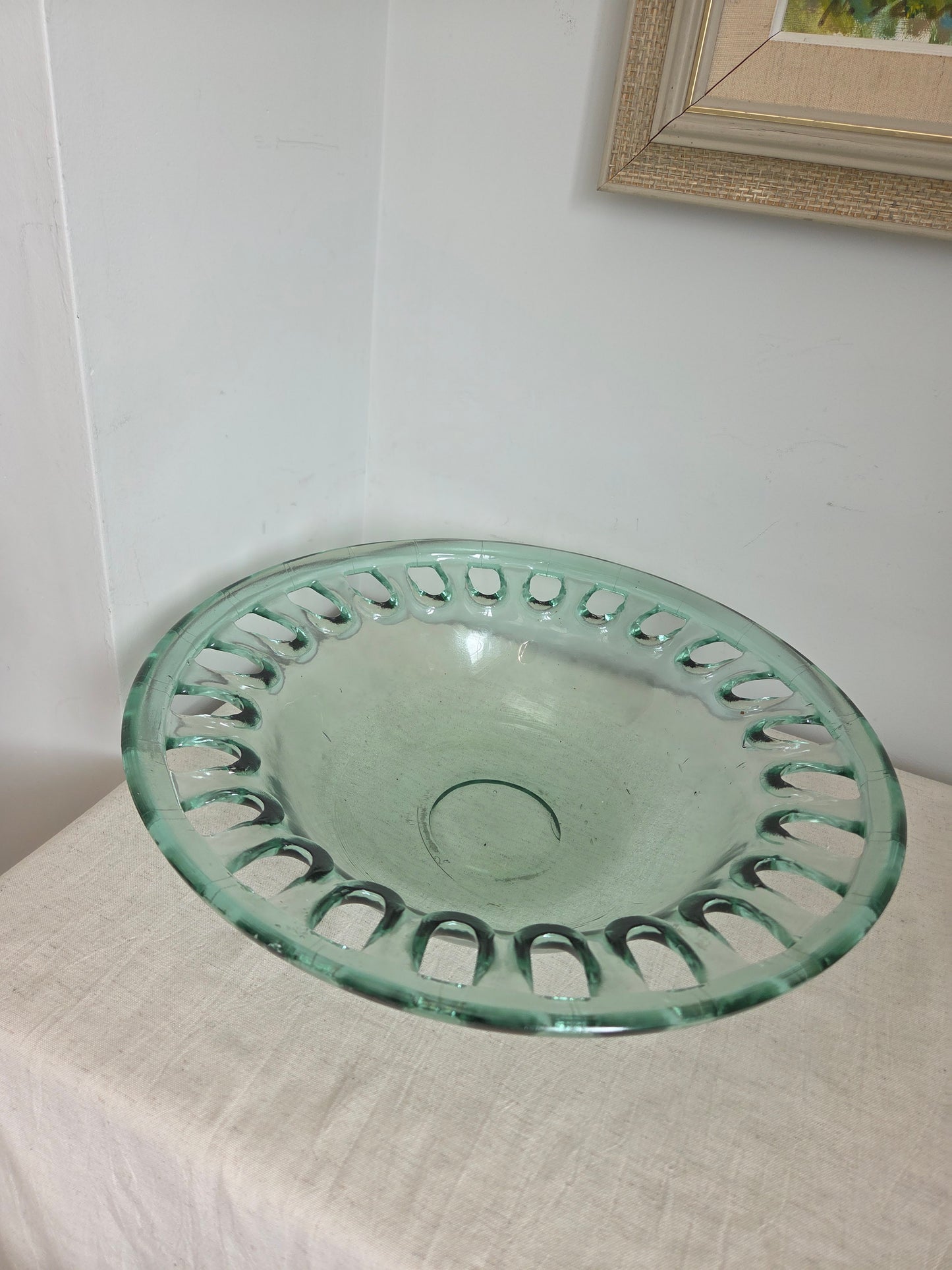 Large Vintage Glass Cut Out Bowl