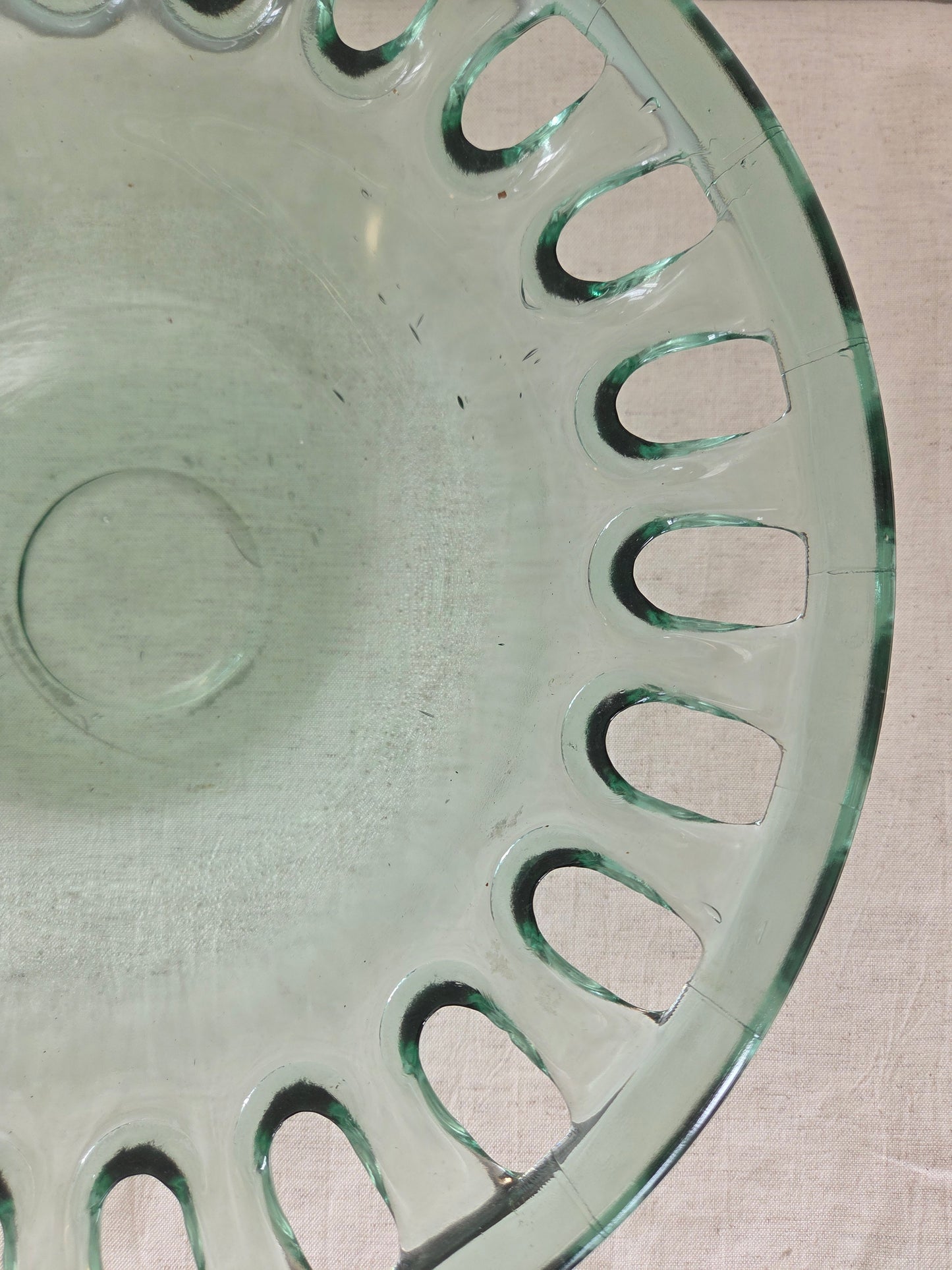 Large Vintage Glass Cut Out Bowl