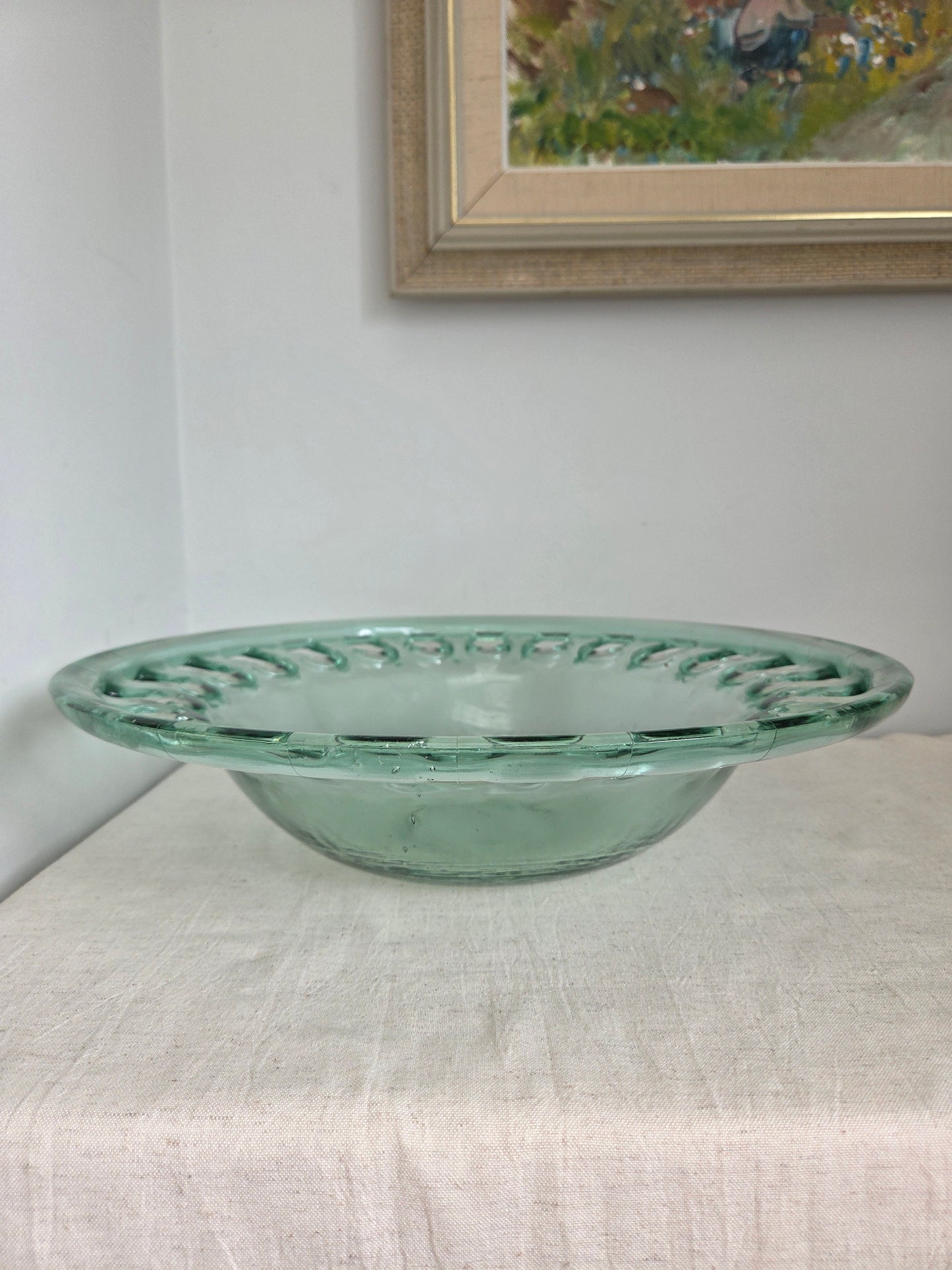 Large Vintage Glass Cut Out Bowl