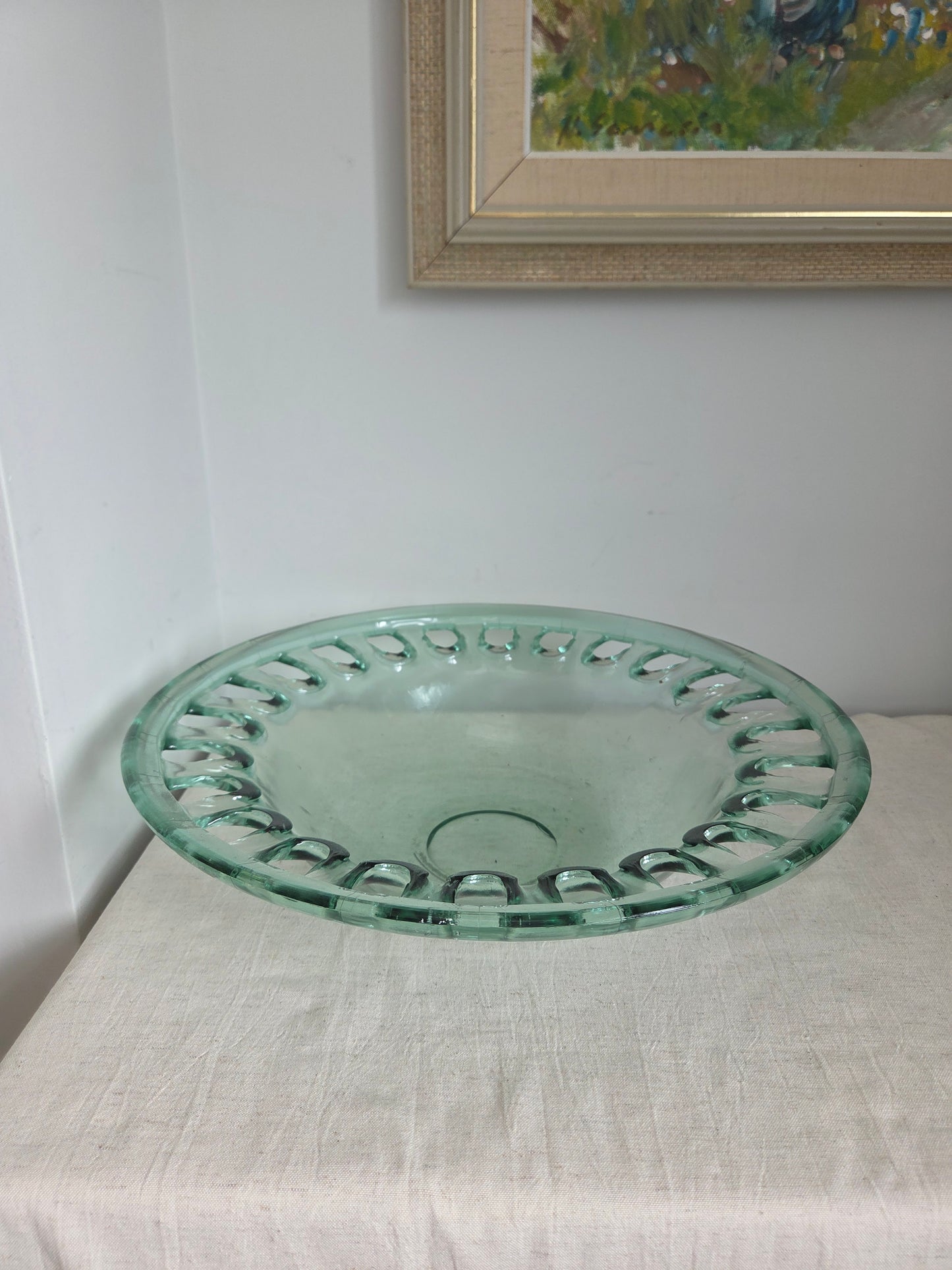 Large Vintage Glass Cut Out Bowl