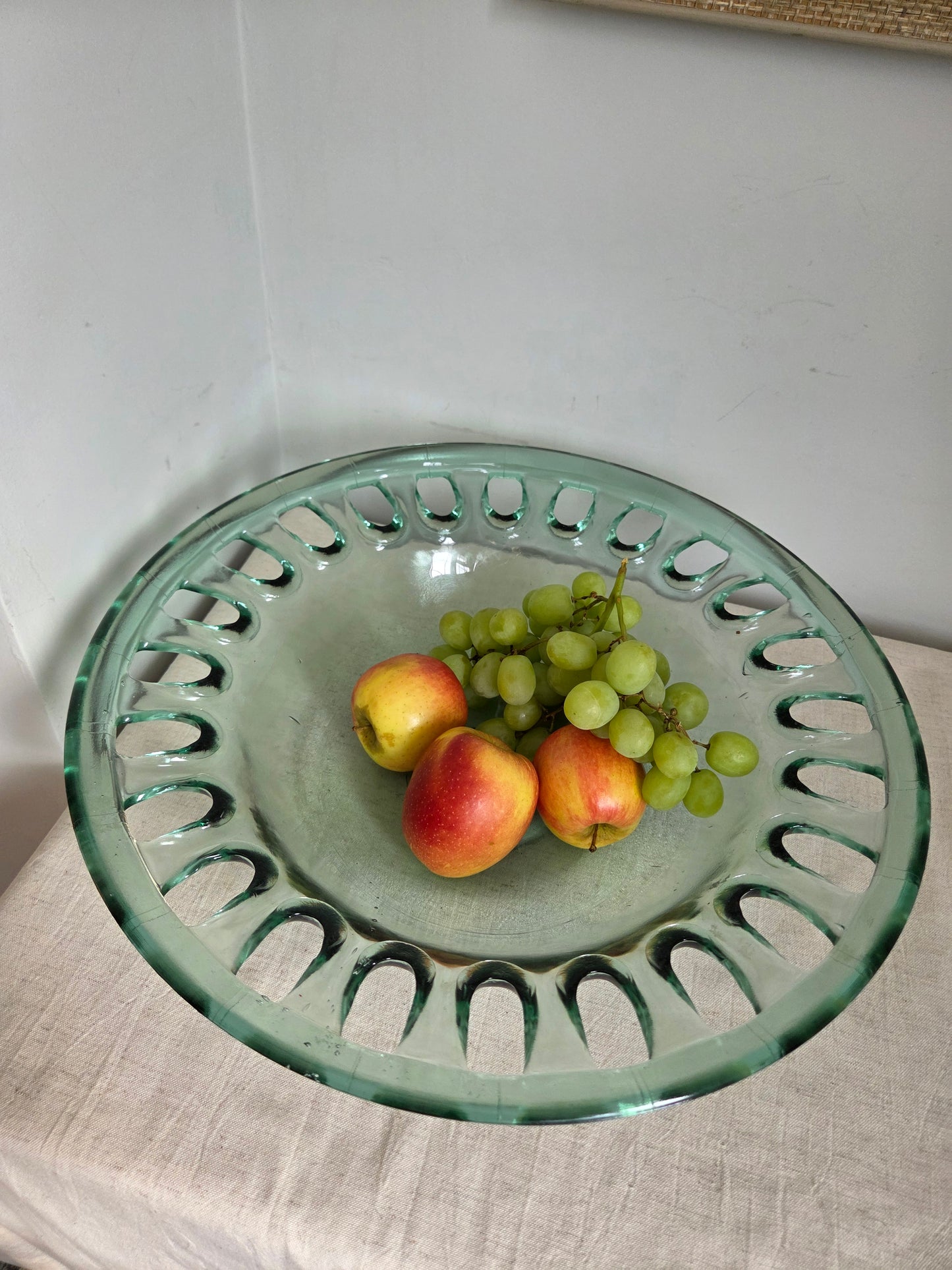 Large Vintage Glass Cut Out Bowl