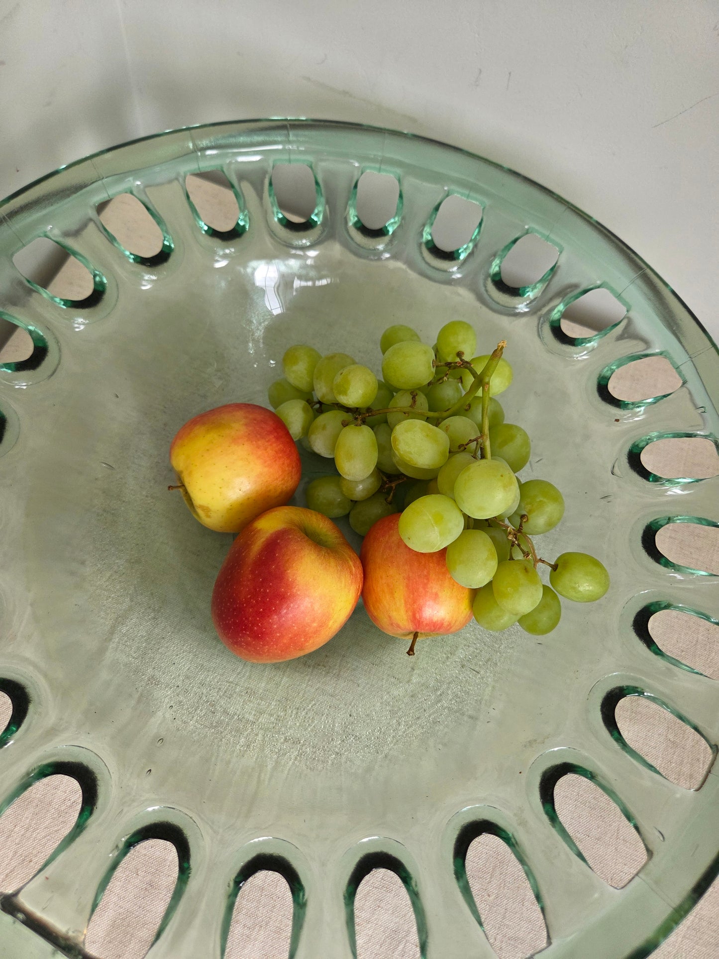 Large Vintage Glass Cut Out Bowl