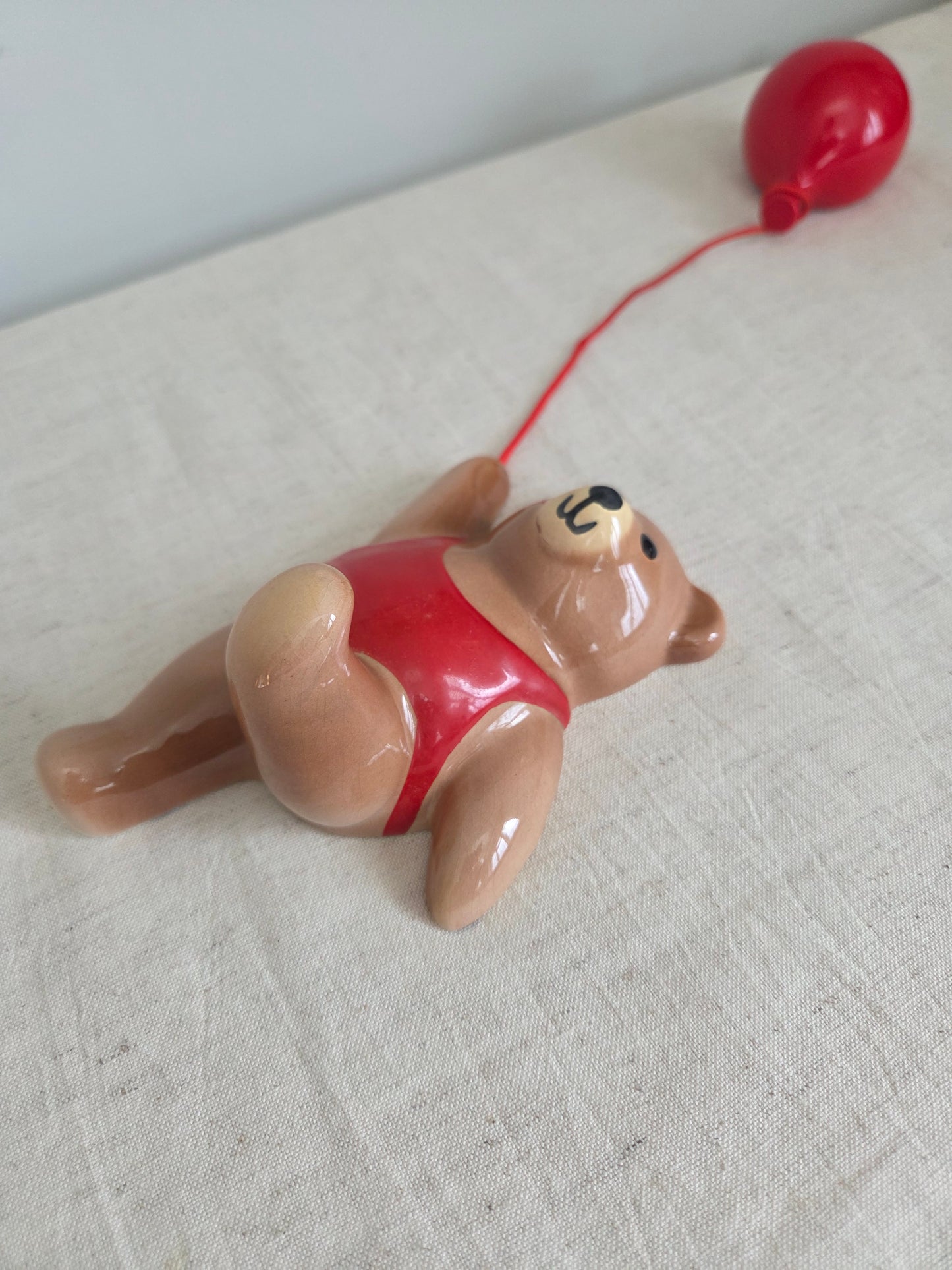 Vintage Wall Hanging Bear with Red Balloon