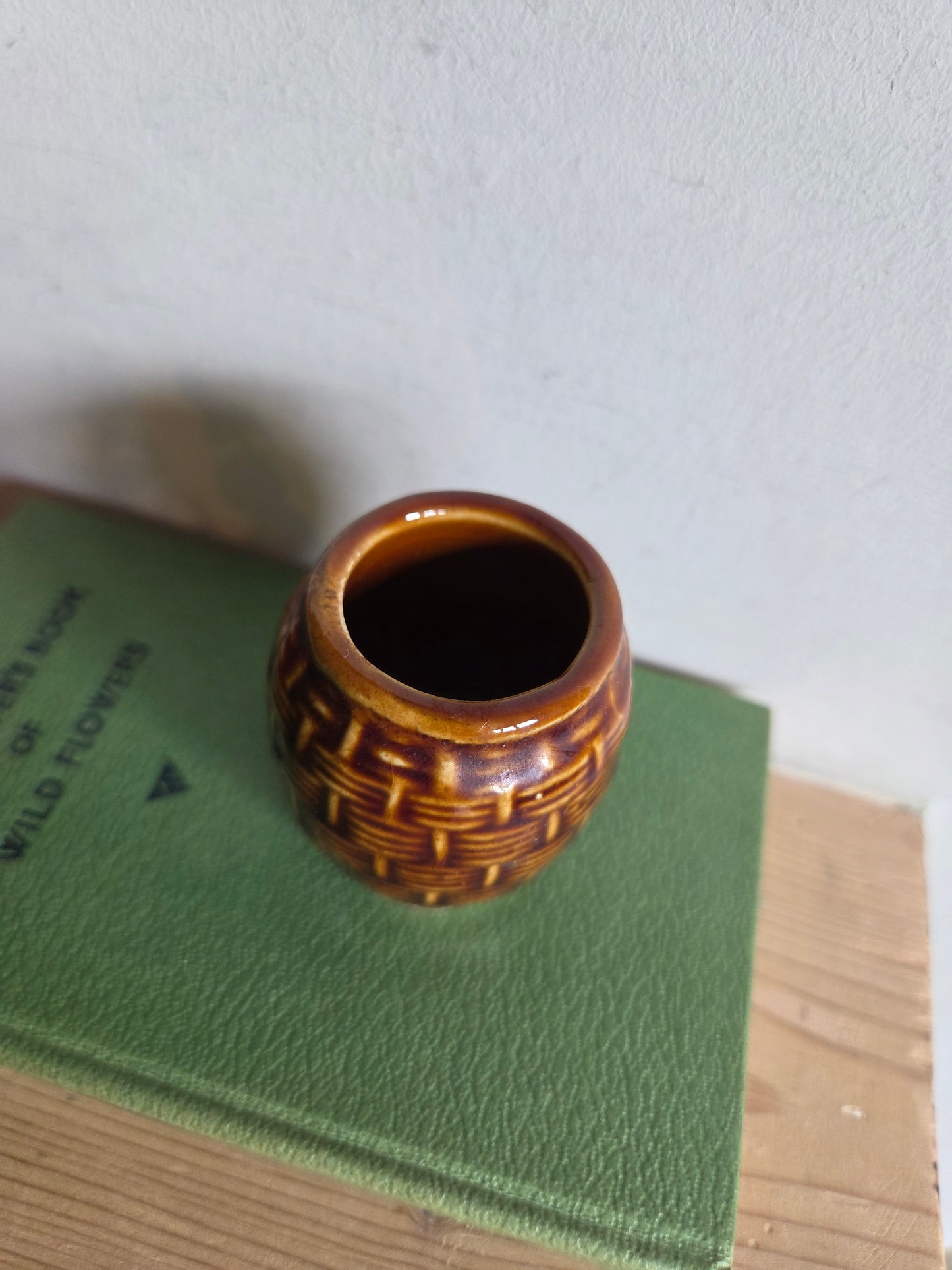 Vintage Swedish Ceramic Pot for Matches or Toothpicks - Dark Brown