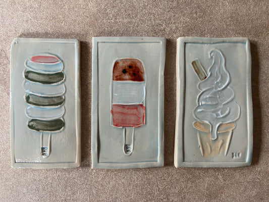 Set of 3 Iconic Ice Tiles (Twister) by Jaw Ceramics