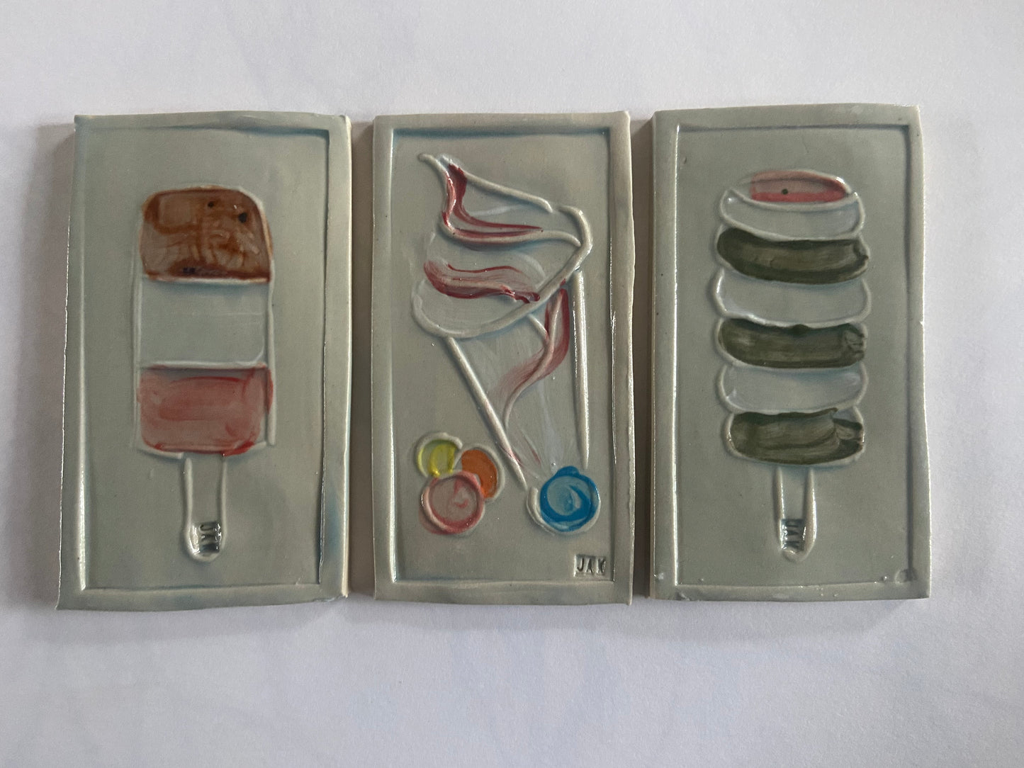 Set of 3 Iconic Ice Tiles 003 by Jaw Ceramics