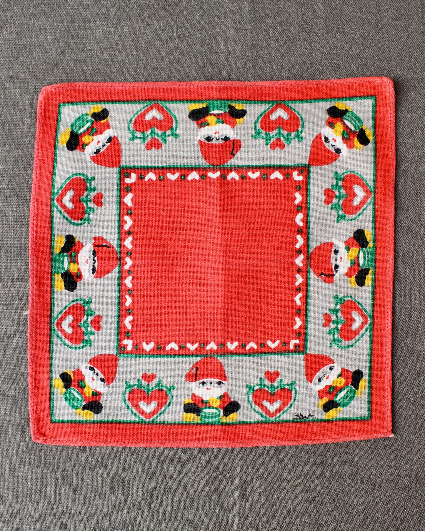 Vintage Swedish Christmas Napkin - Red