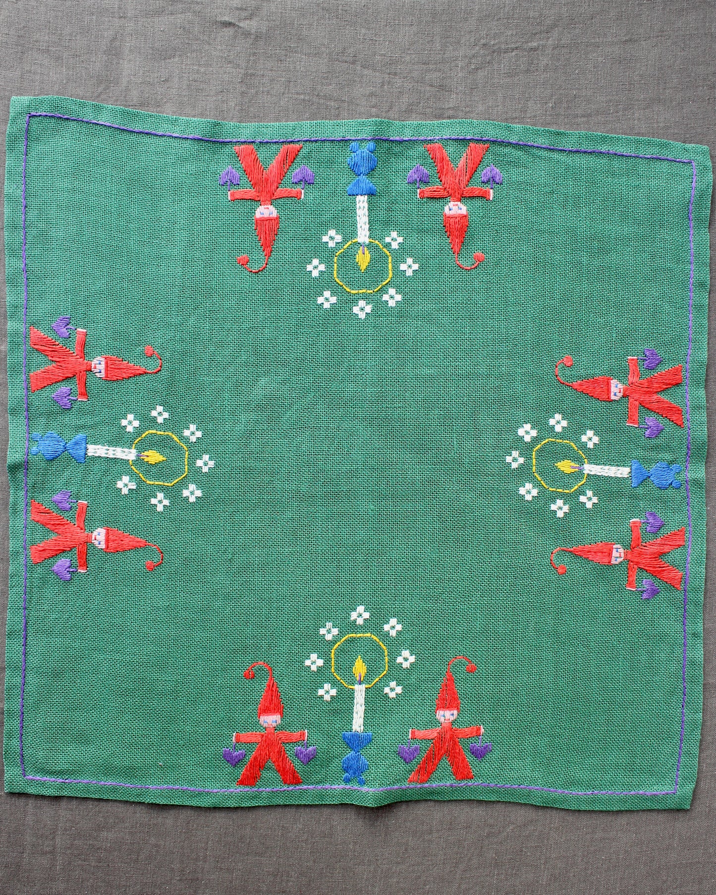 Vintage Swedish Christmas Napkin - Green