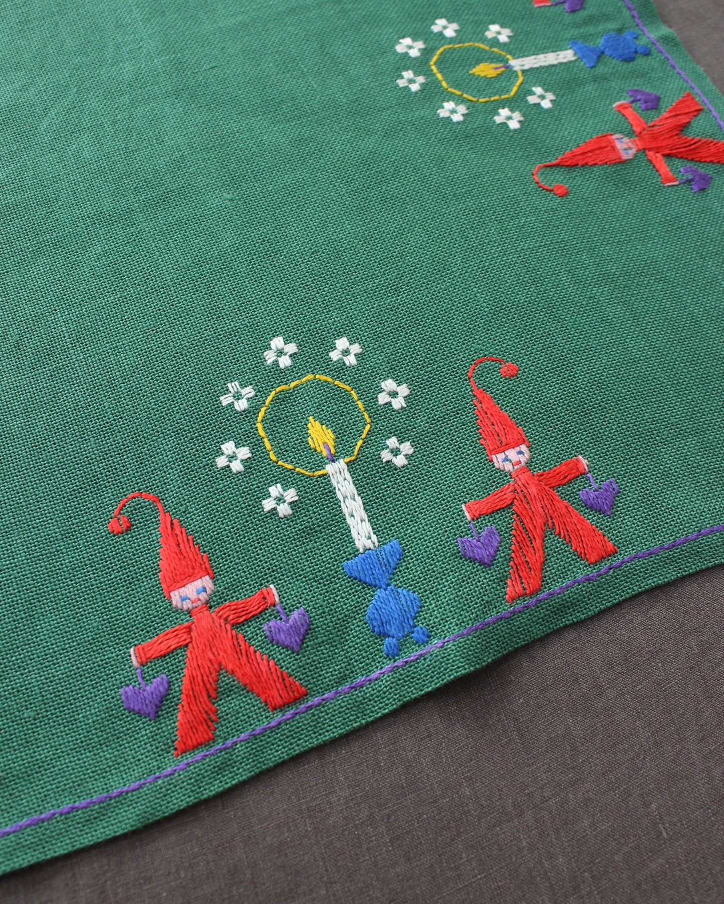 Vintage Swedish Christmas Napkin - Green