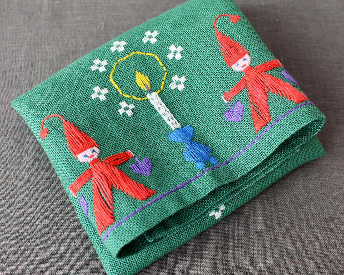 Vintage Swedish Christmas Napkin - Green