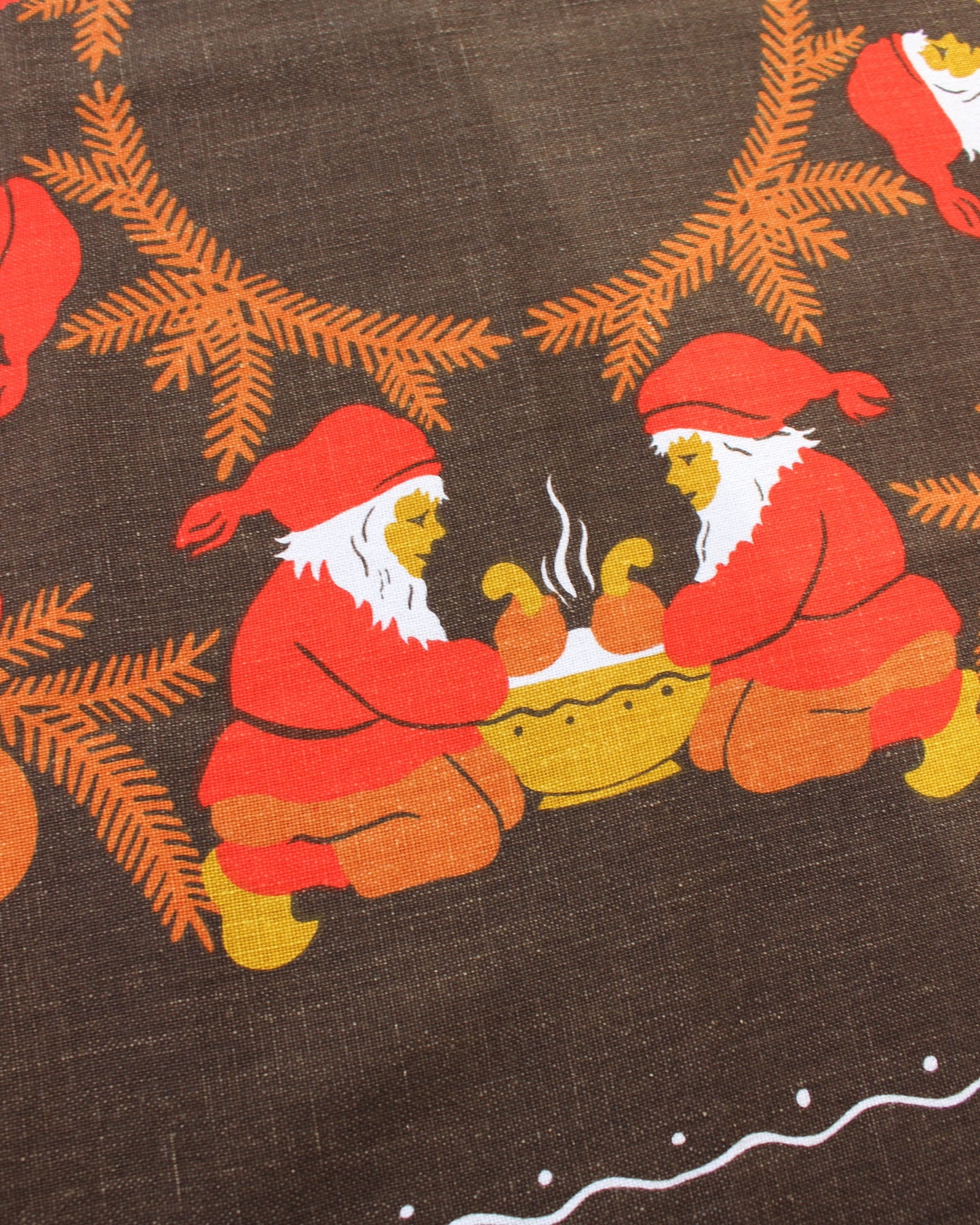 Vintage Swedish Christmas Tablecloth - Brown