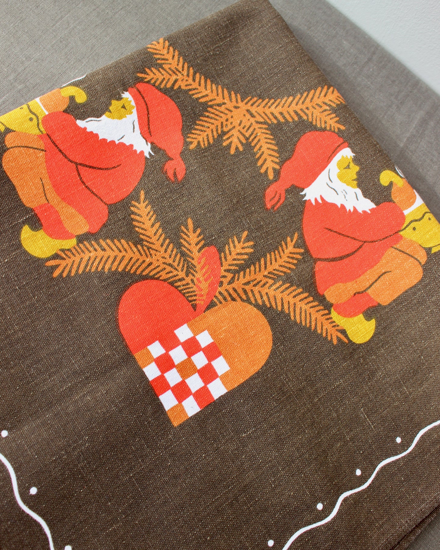 Vintage Swedish Christmas Tablecloth - Brown