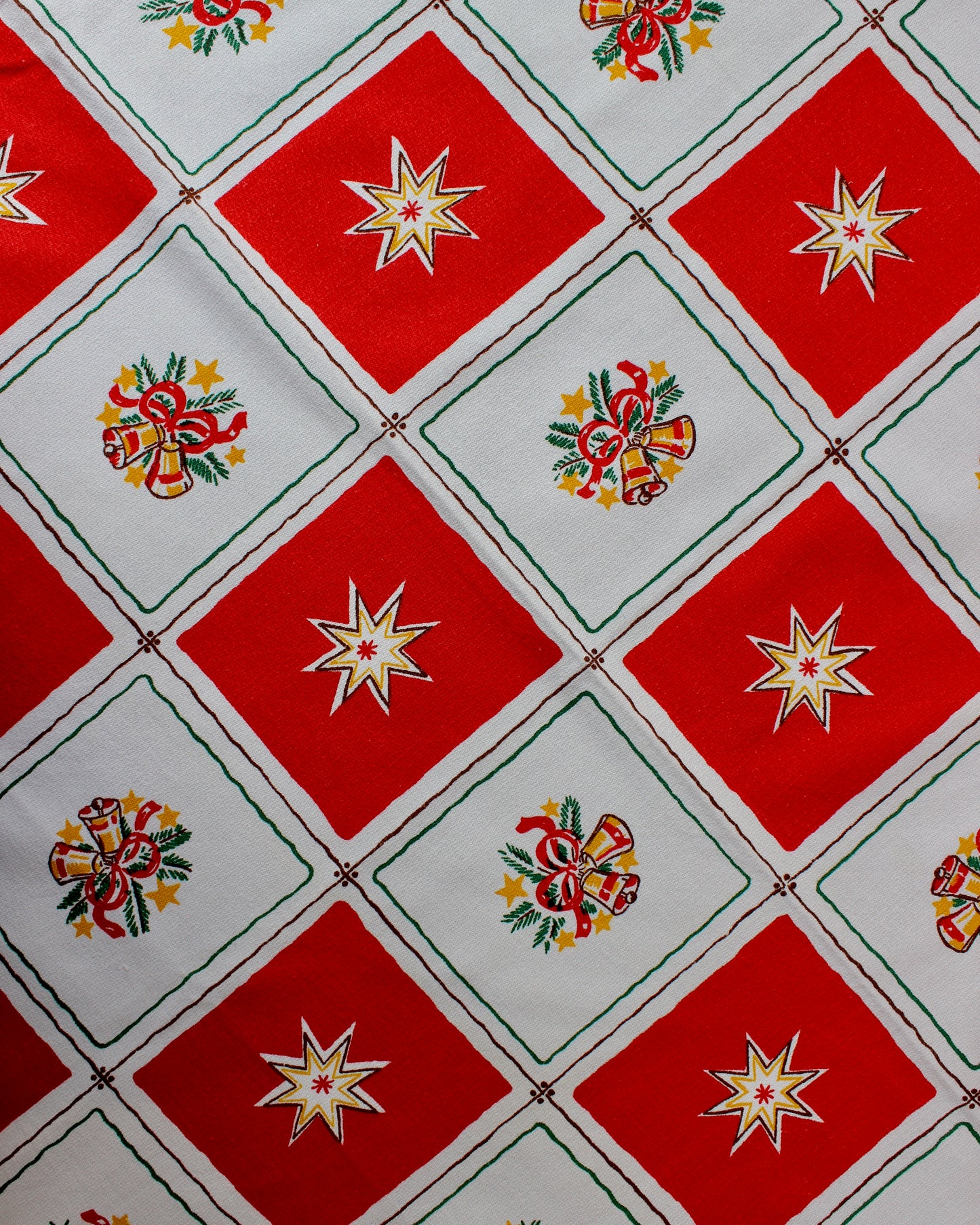 Vintage Swedish Christmas Tablecloth - White and Red