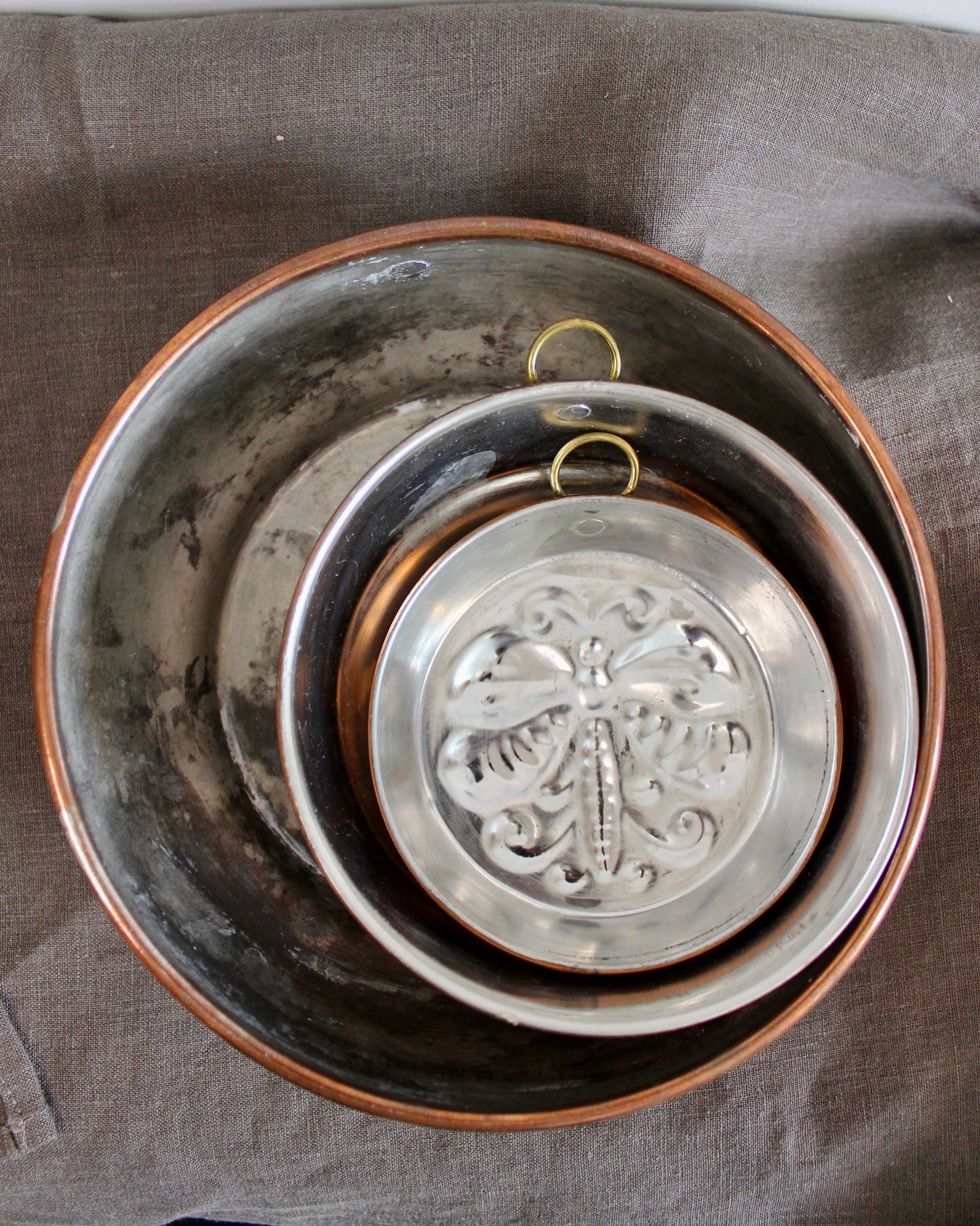 Set of Three Vintage Swedish Copper Moulds