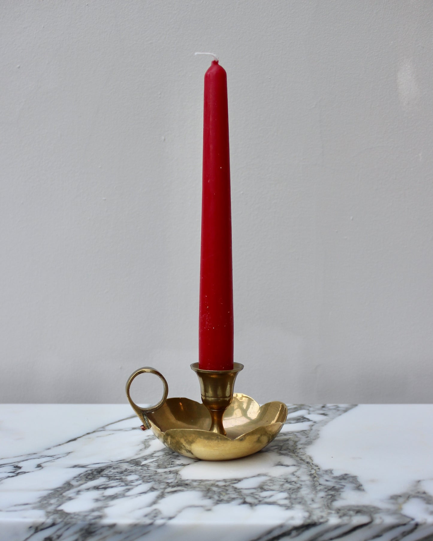 Small Brass Scallop Candlestick