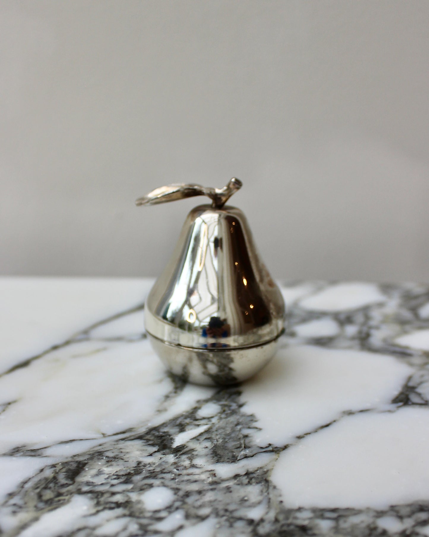 Small Silver Plated Pear Trinket Box