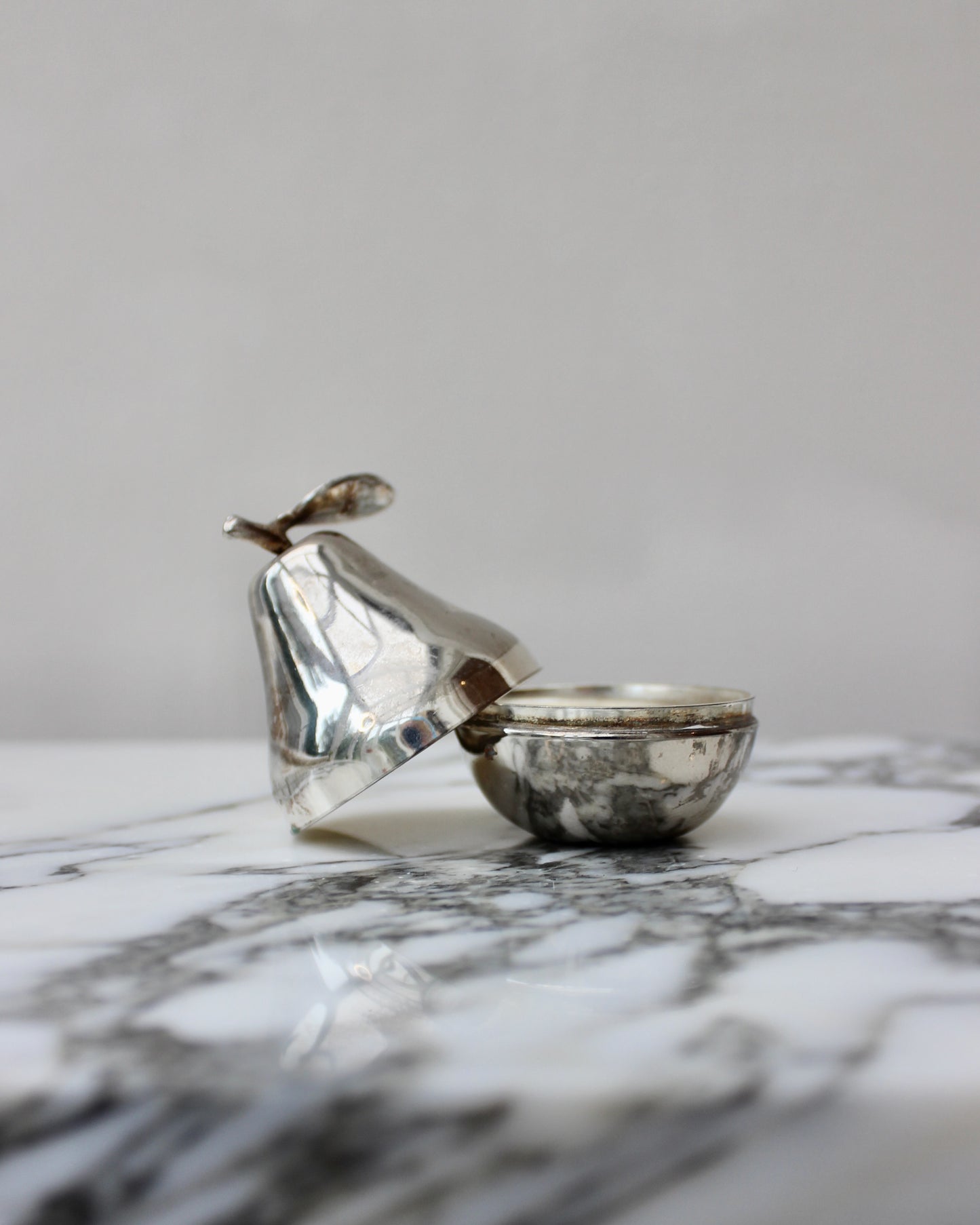 Small Silver Plated Pear Trinket Box