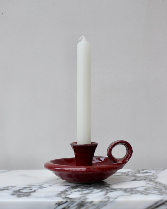 Red Stoneware Candle Holder