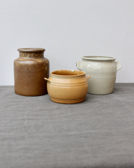 A Trio of Stoneware Pots