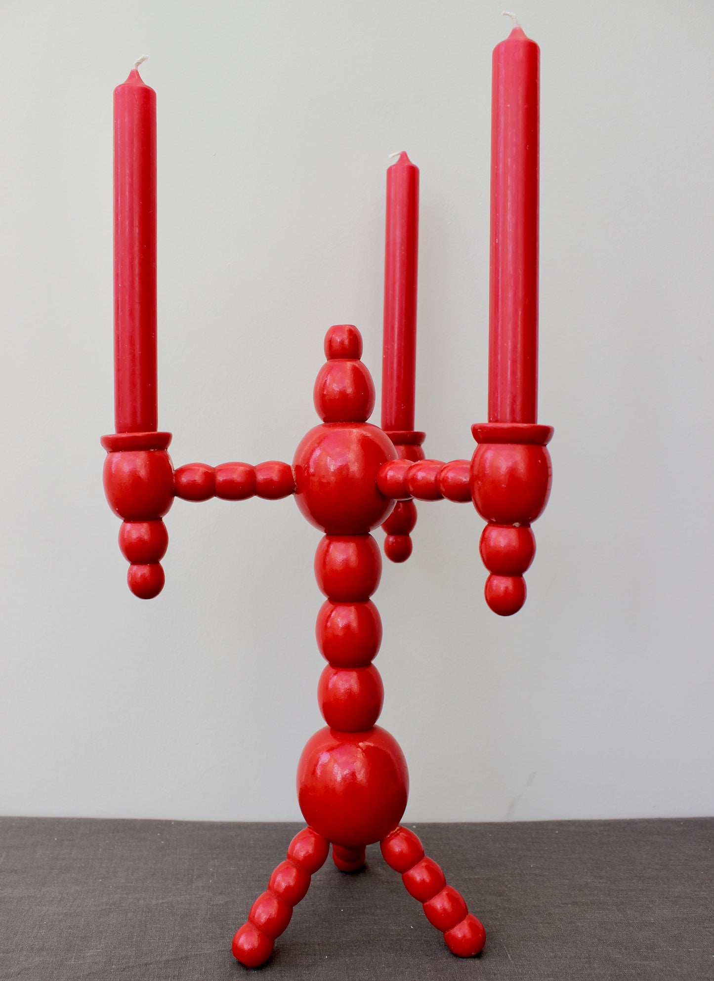 Red Bobbin Candlestick