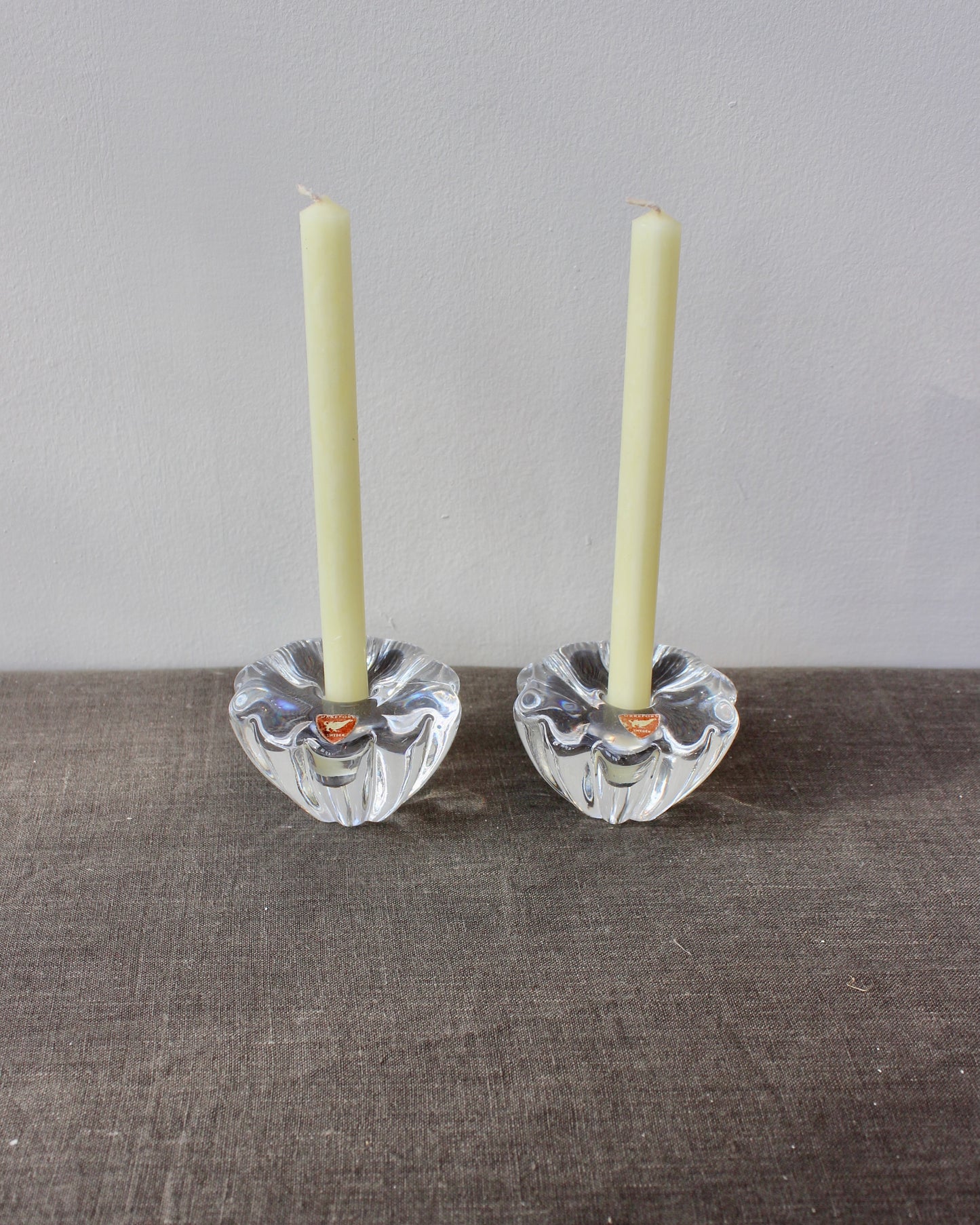 Vintage Orrefors Sweden Glass Candlesticks