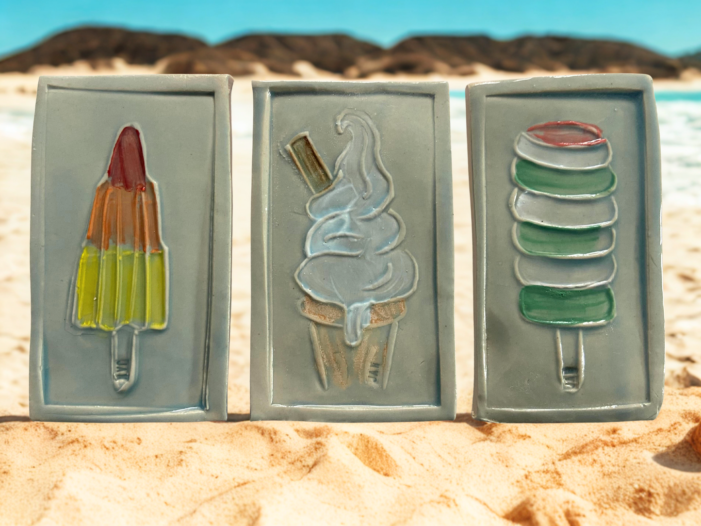 Set of 3 Iconic Ice Tiles 004 by Jaw Ceramics