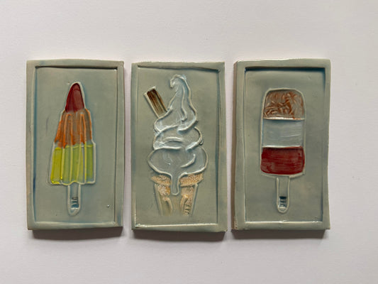 Set of 3 Iconic Ice Tiles 005 by Jaw Ceramics
