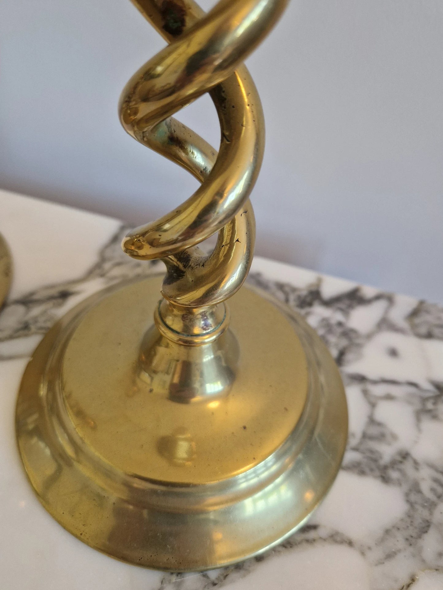 Edwardian Brass Barleytwist Candlesticks