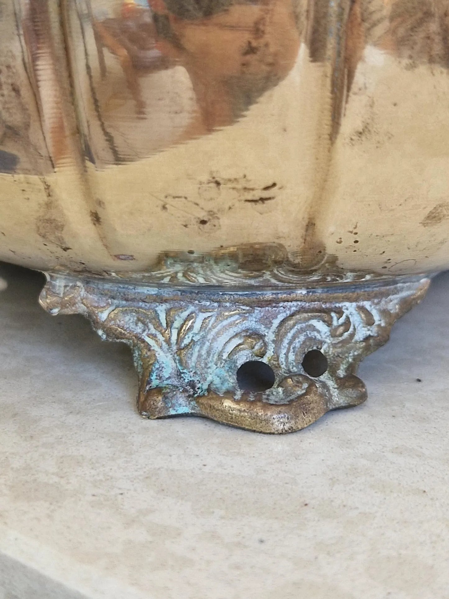 Antique Brass Footed Planter