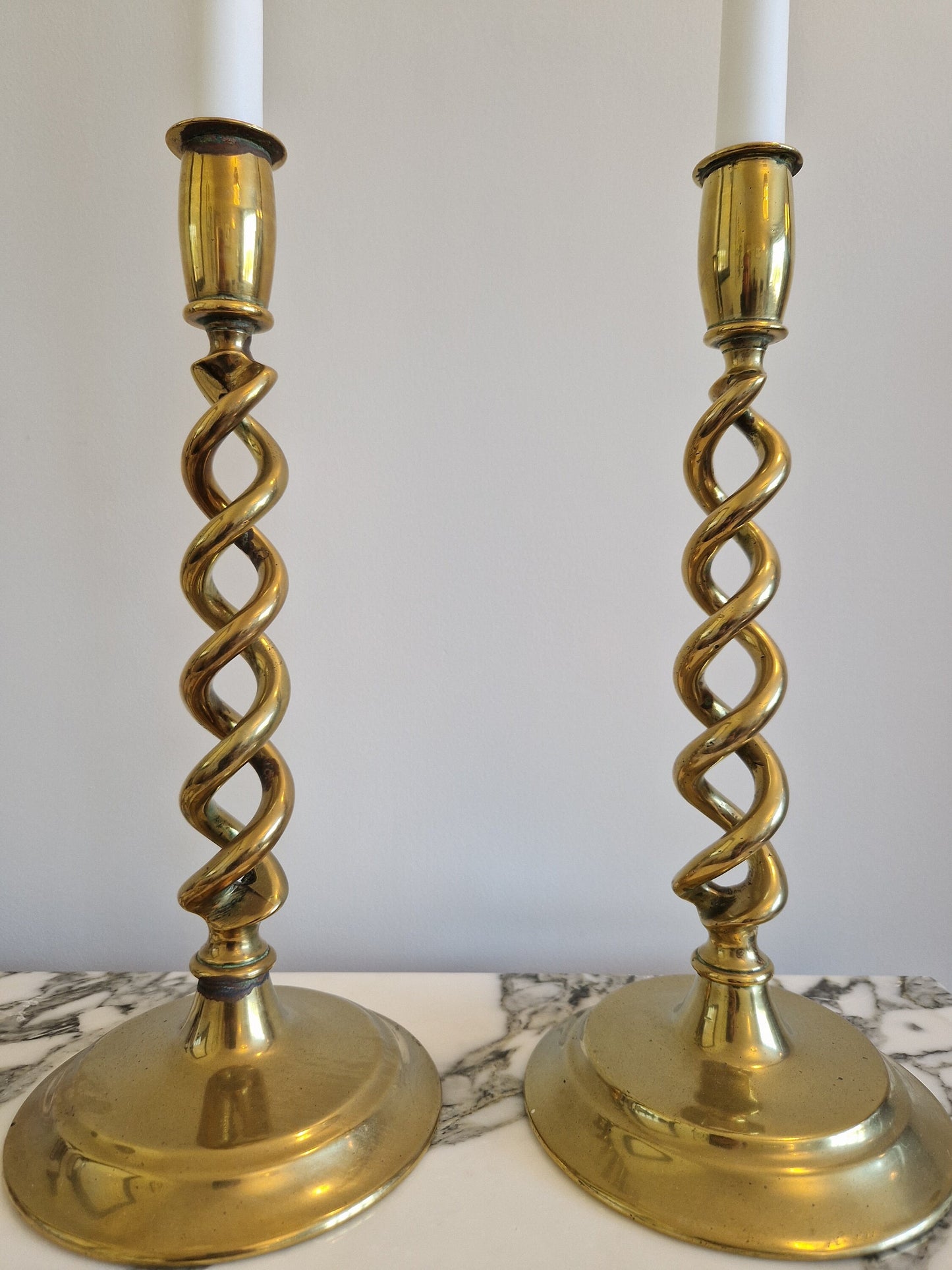 Edwardian Brass Barleytwist Candlesticks